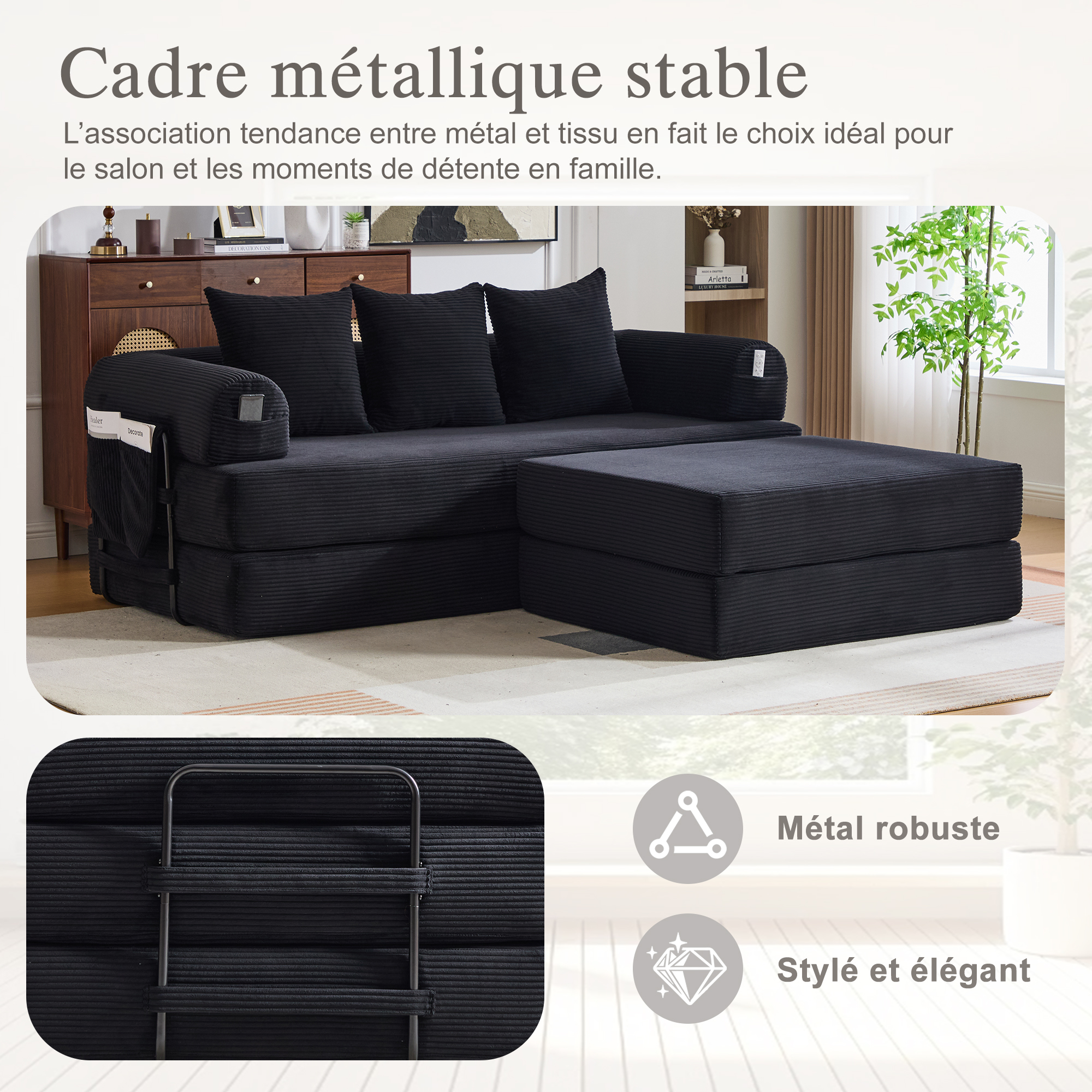 Détail du canapé compressé