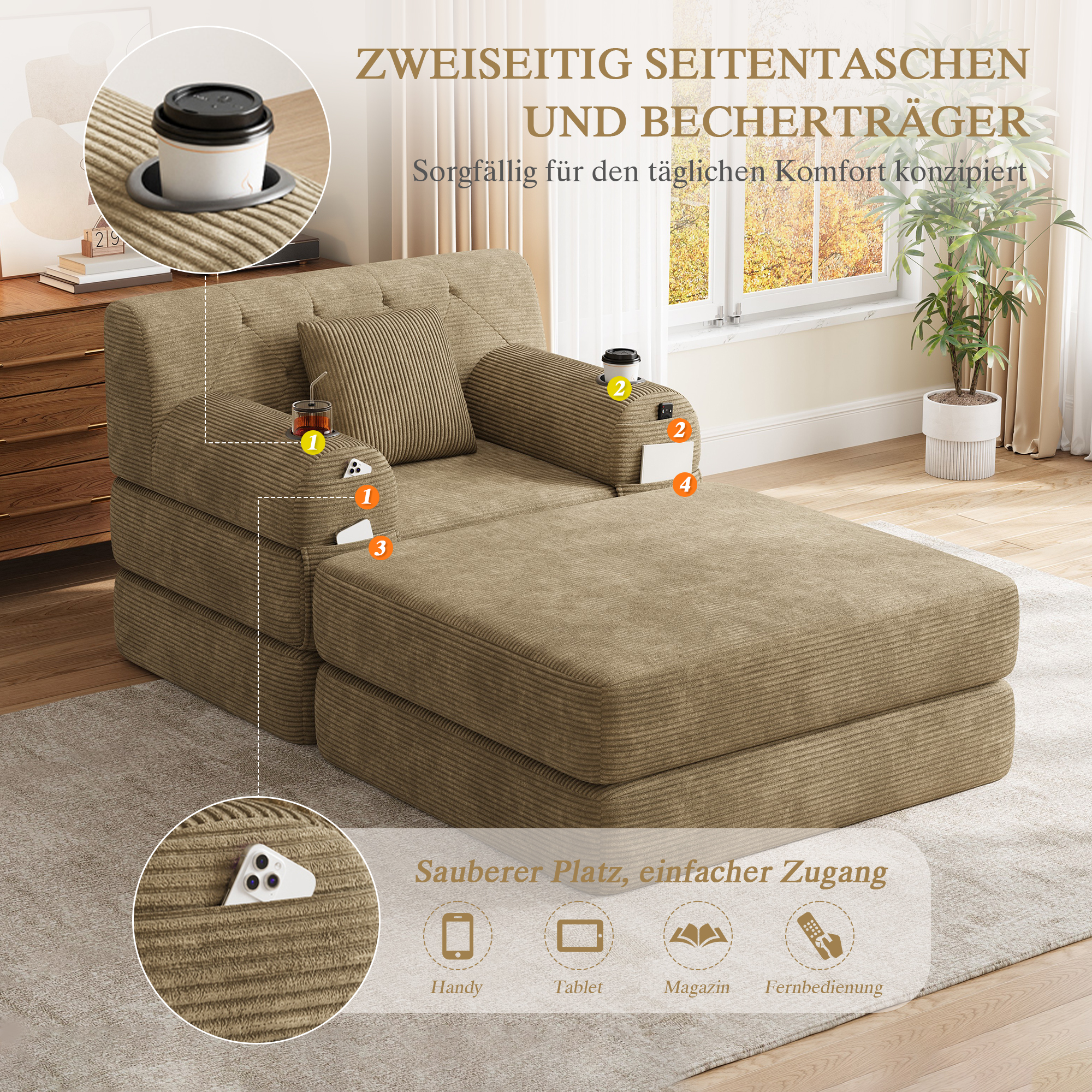 Détail du fauteuil convertible