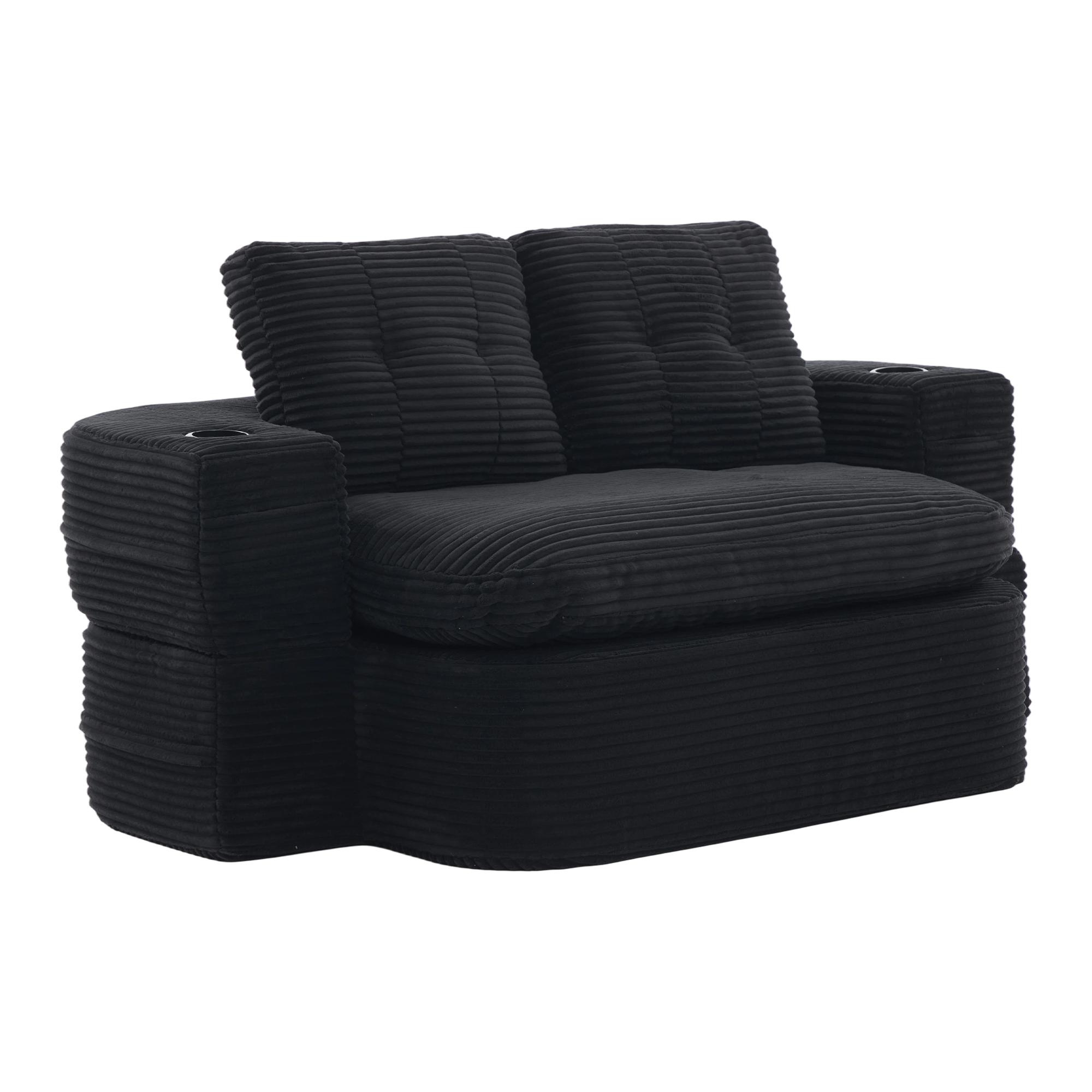 Fauteuil de relaxation 2 place en velours côtelé Noir 🪑 - présentation 1