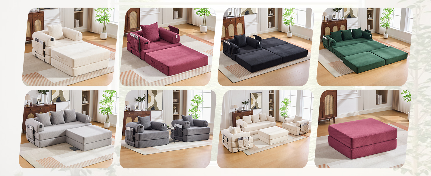 Pouf repose-pieds convertible en canapé-lit simple - image 14