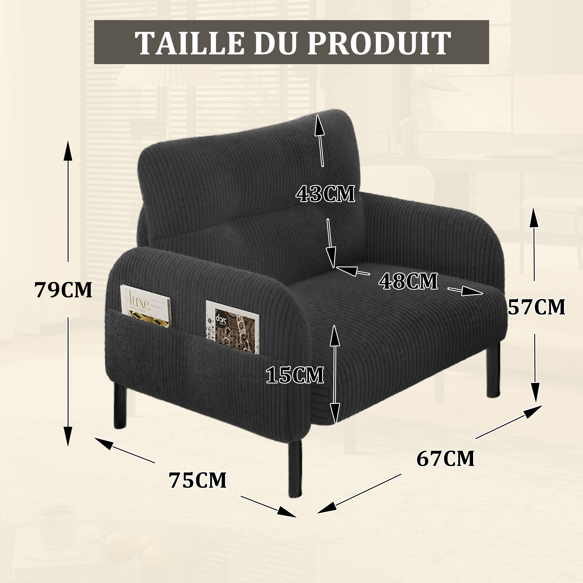 Détail du fauteuil d'appoint