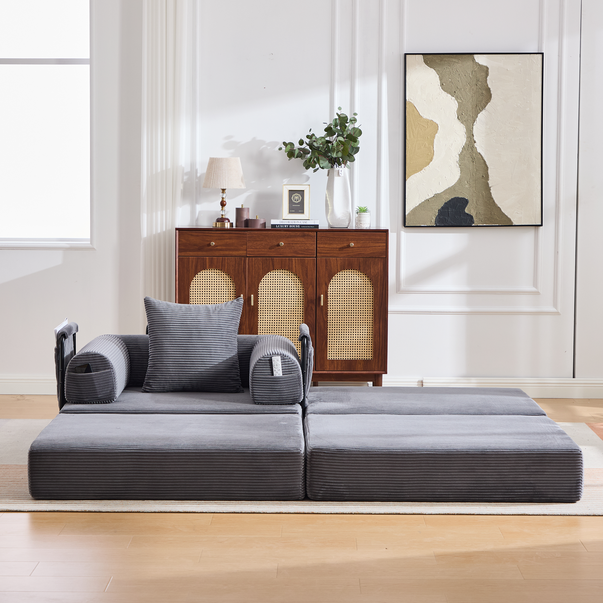 Pouf repose-pieds convertible en canapé-lit simple - image 9