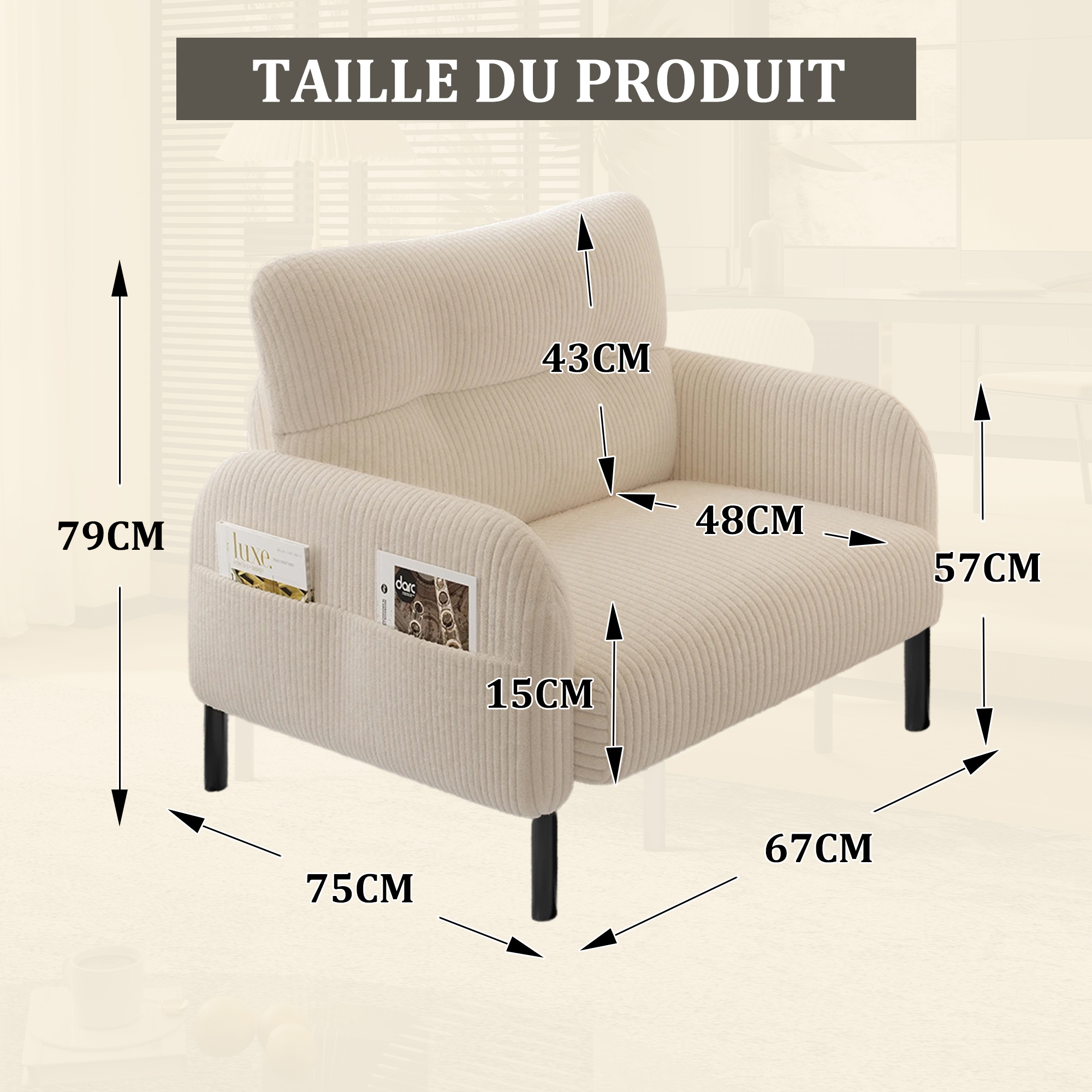 Détail du fauteuil d'appoint