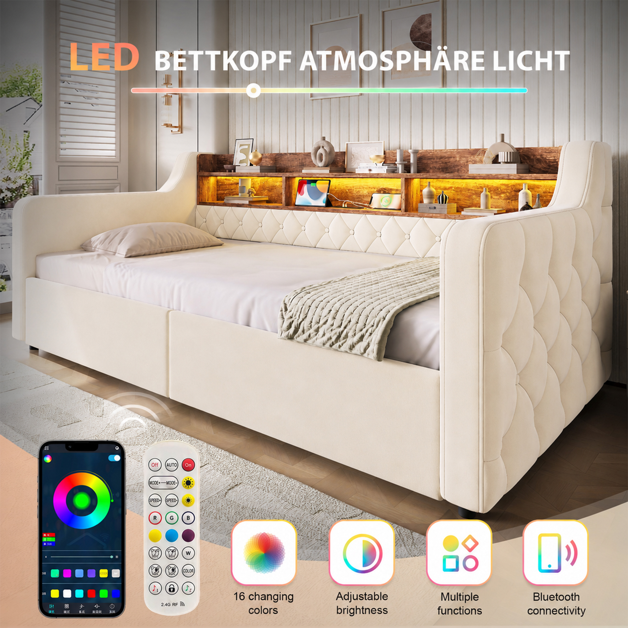 Éclairage LED intégré au lit