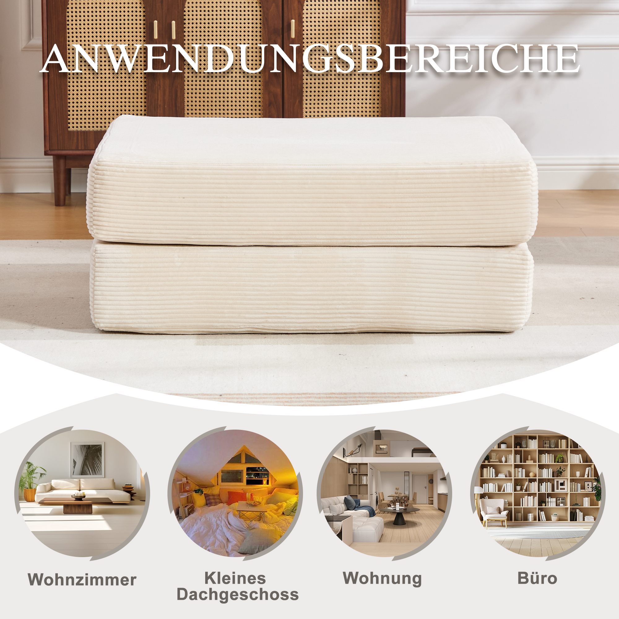 Pouf repose-pieds convertible en canapé-lit simple - image 2