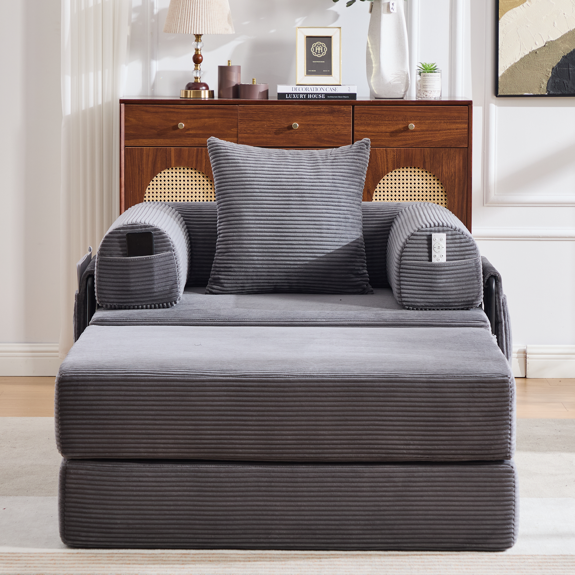 Pouf repose-pieds convertible en canapé-lit simple - image 6
