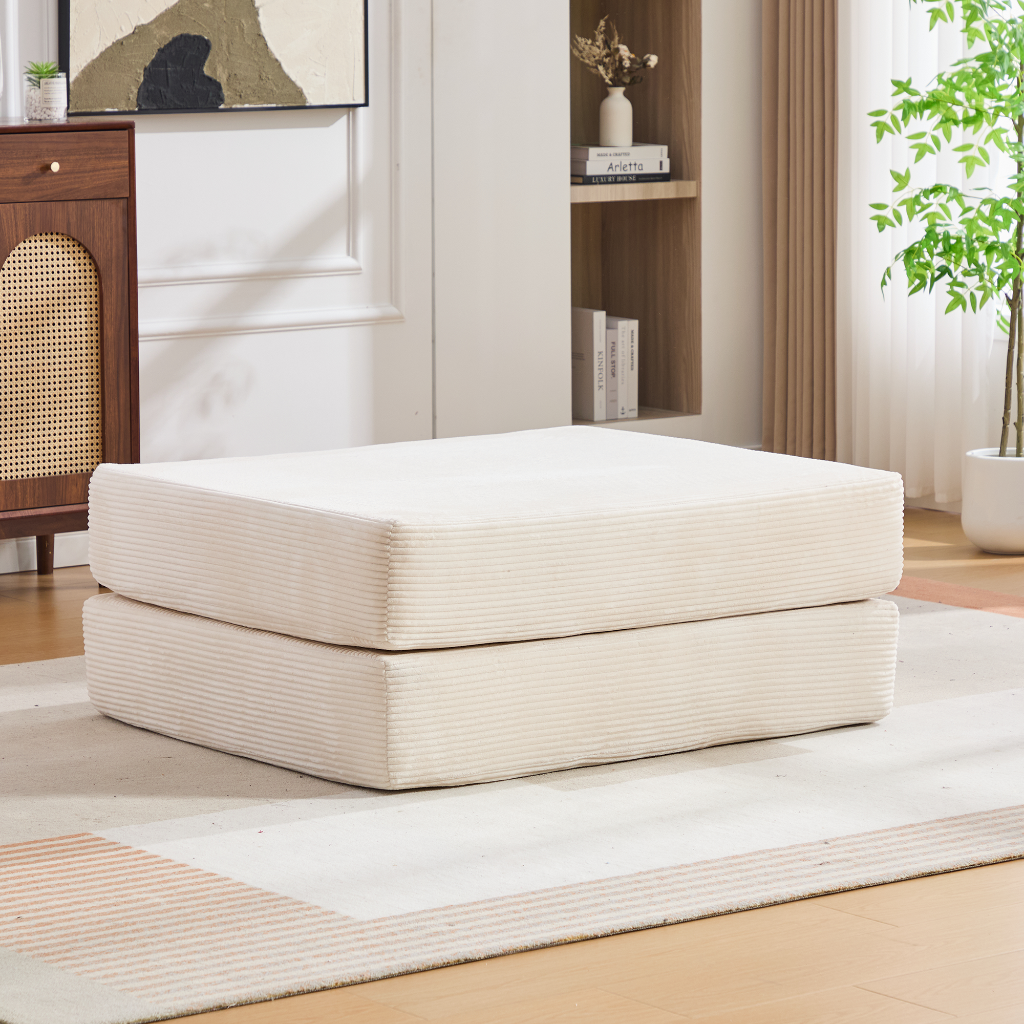 Pouf repose-pieds convertible en canapé-lit simple - image 4