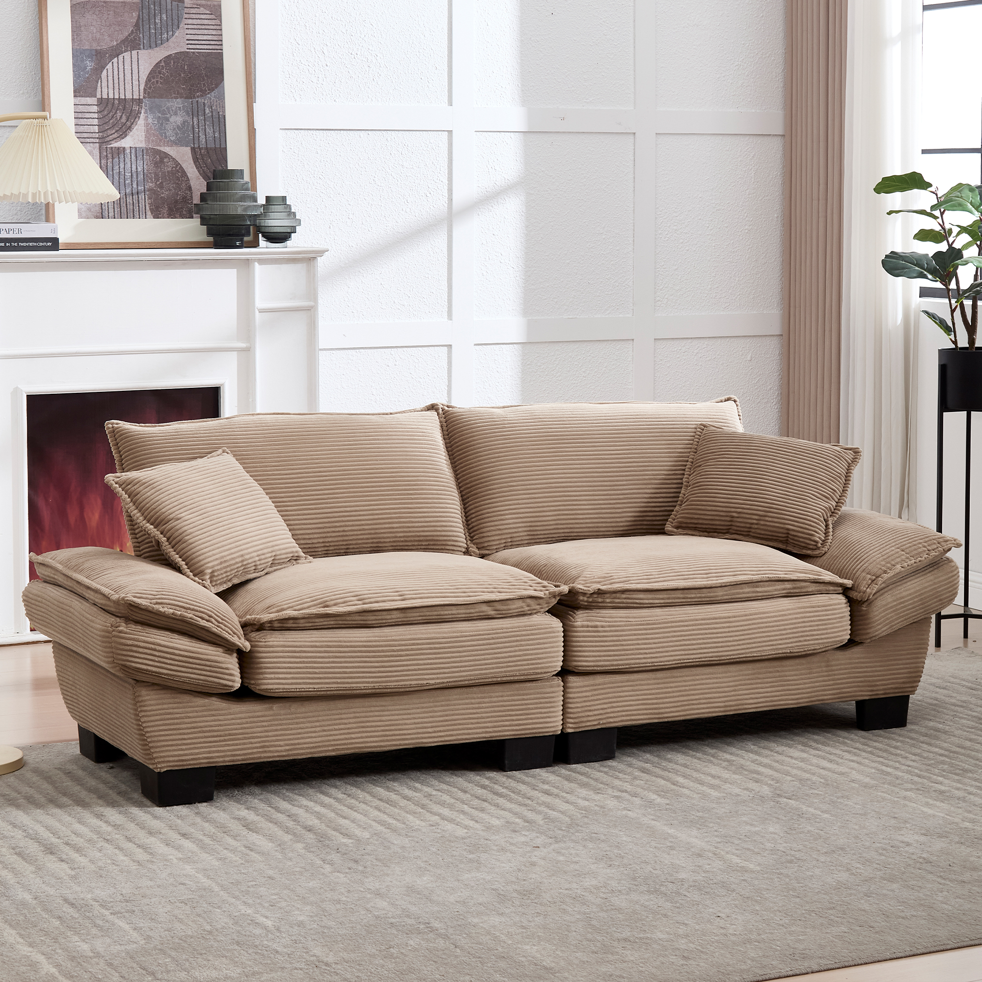 Ein modernes, Einfaches doppelsofa mit einem feder