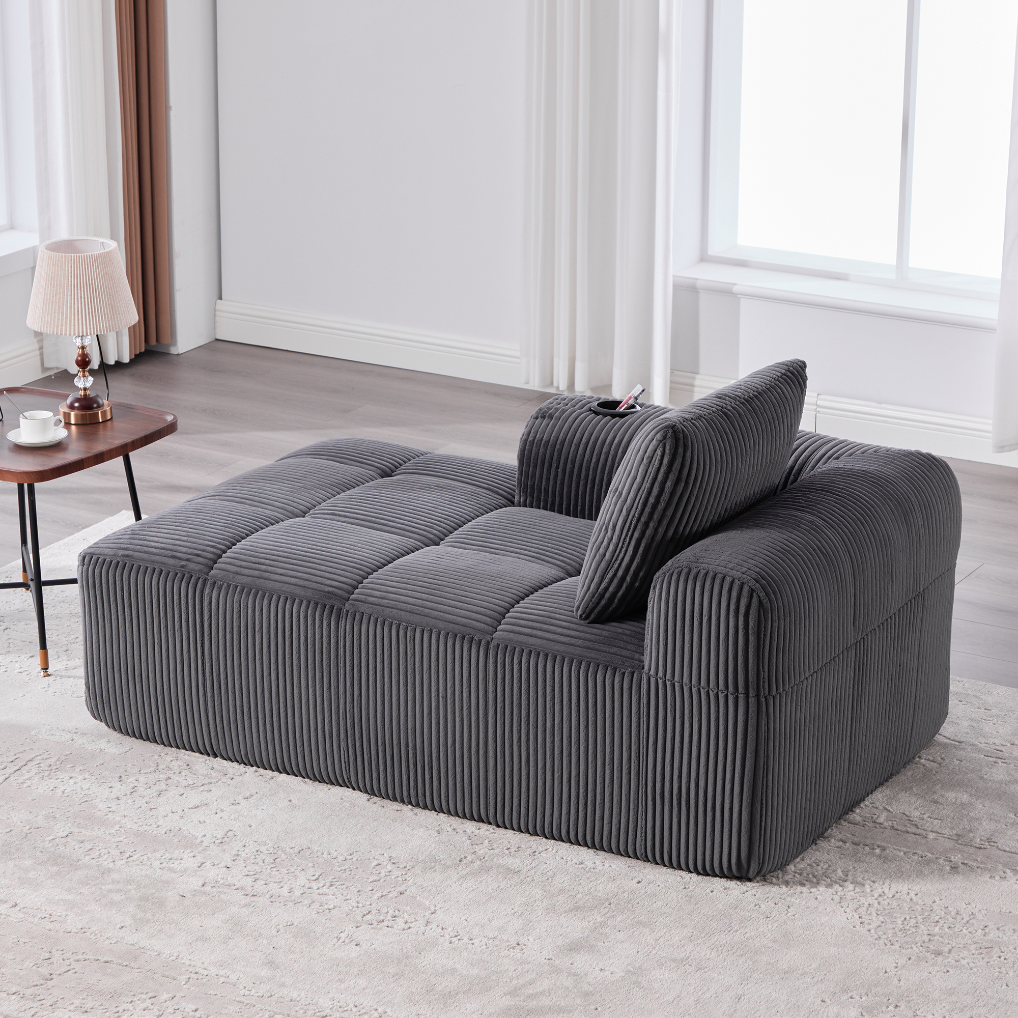 Gemütlicher Cord-Liegesessel, Sofa - Ohne Montage,