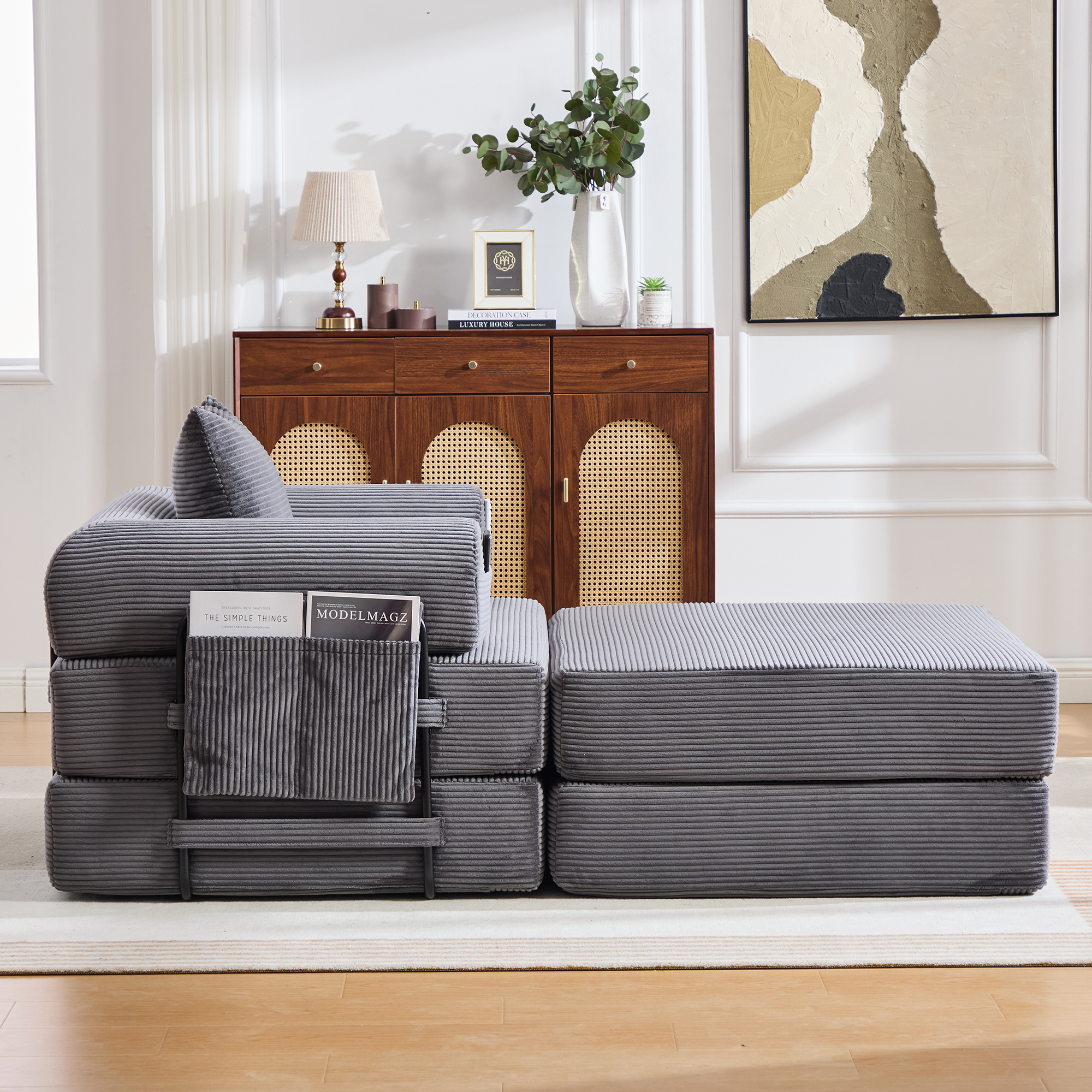 Pouf repose-pieds convertible en canapé-lit simple - image 8