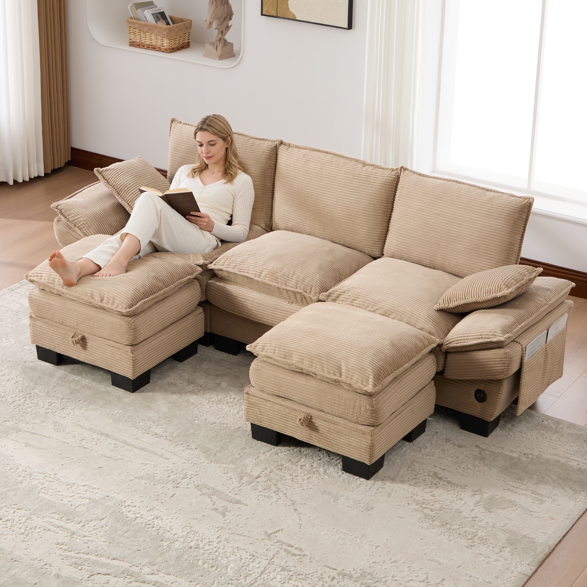 Design avec poufs intégrés