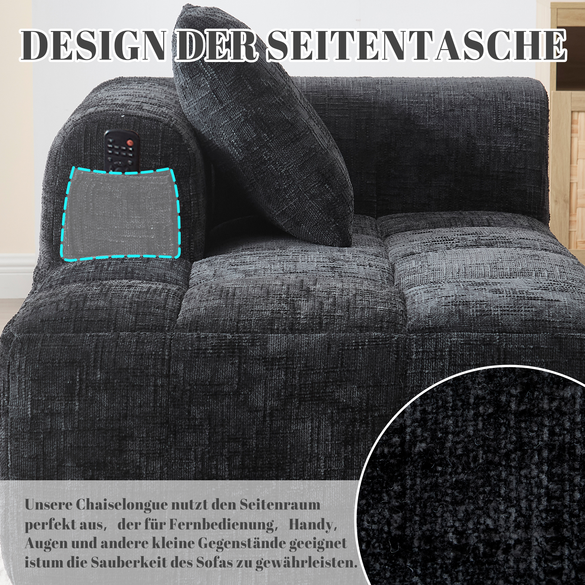 Bequemes Chaiselongue-Sofa, kein Zusammenbau erfor