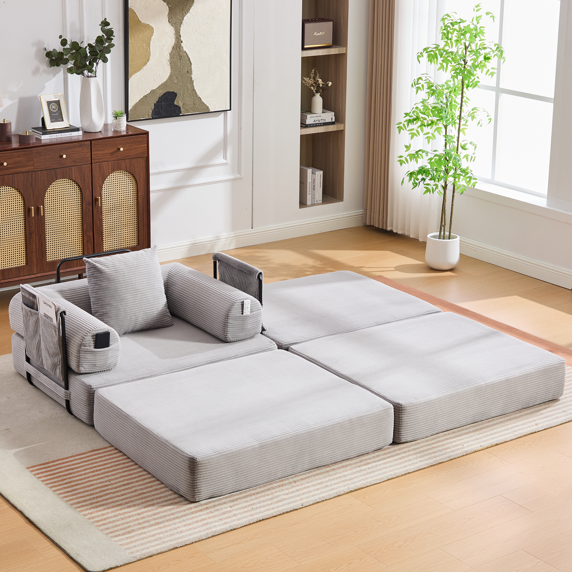 Pouf repose-pieds convertible en canapé-lit simple - image 10