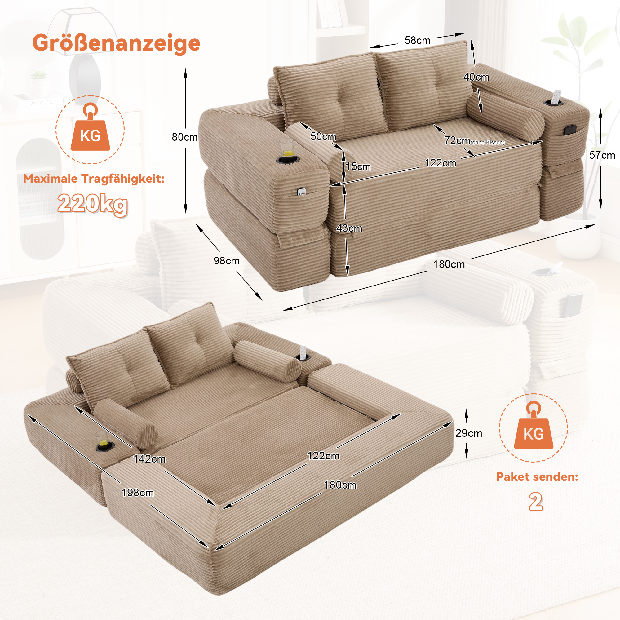 Dimensions du canapé