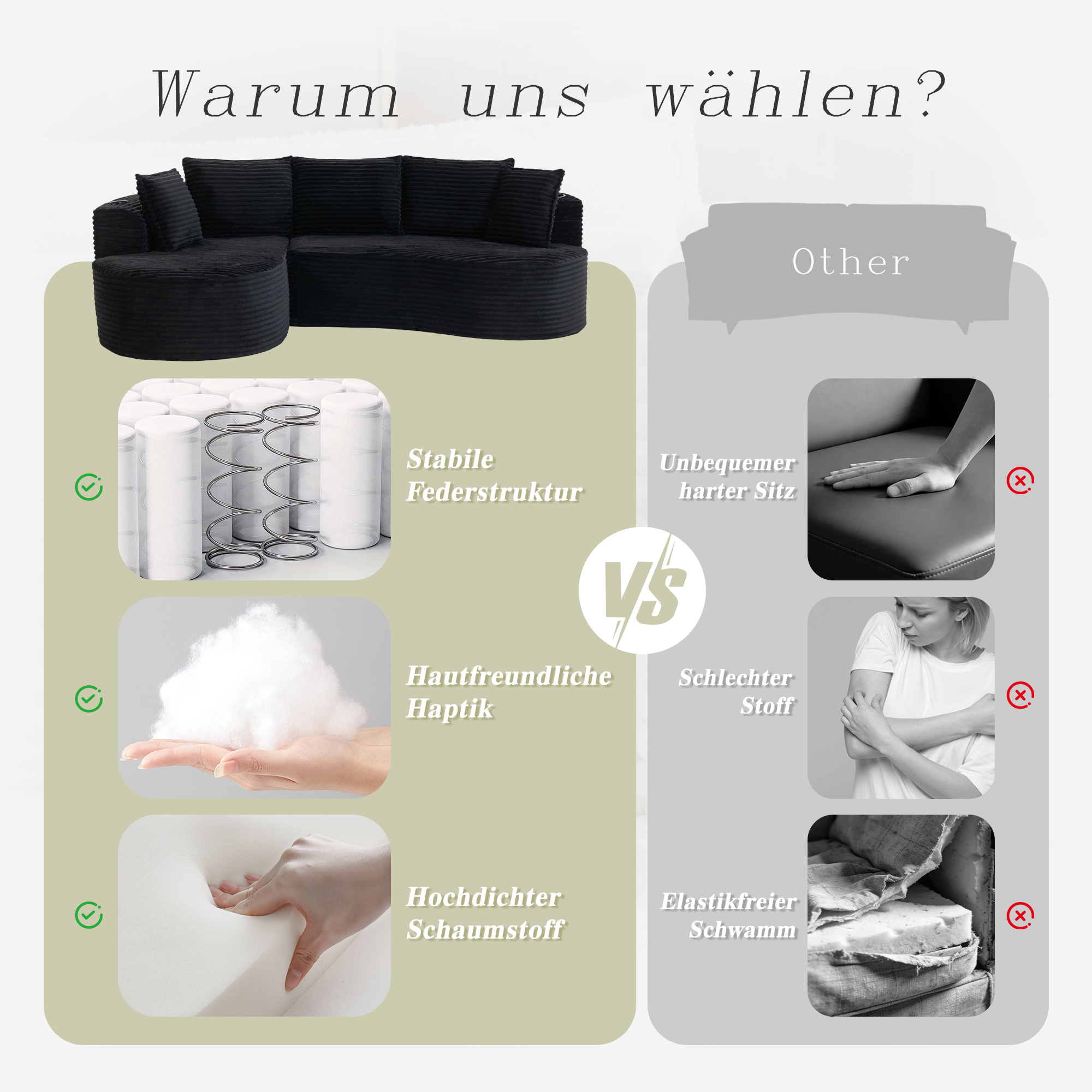 Canapé-fauteuil design arche en velours avec mouss - image 2