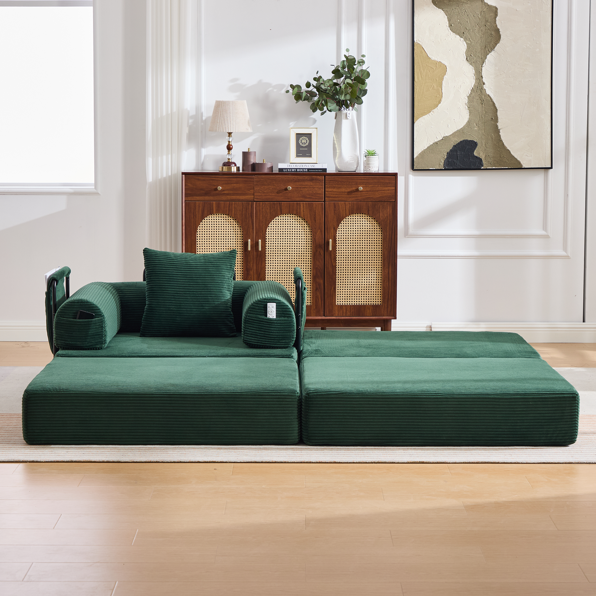 Pouf repose-pieds convertible en canapé-lit simple - image 8