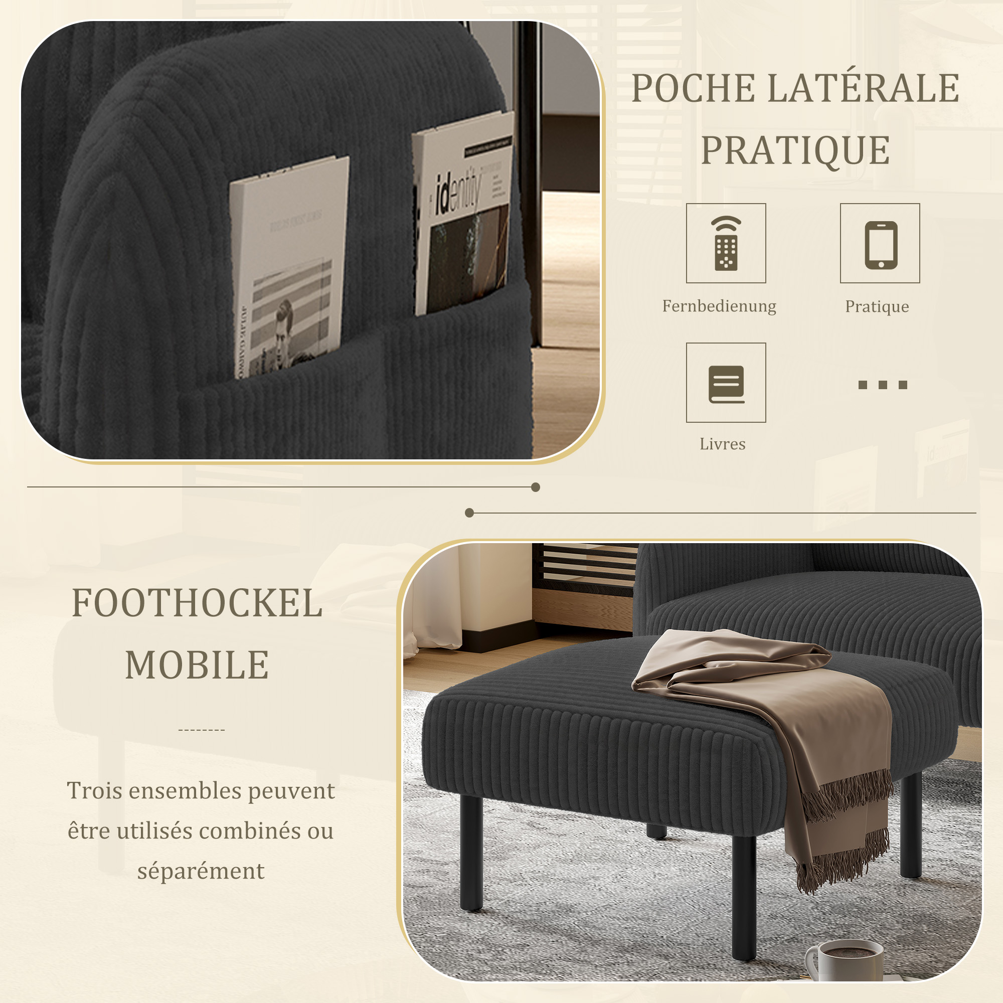 Détail du fauteuil d'appoint