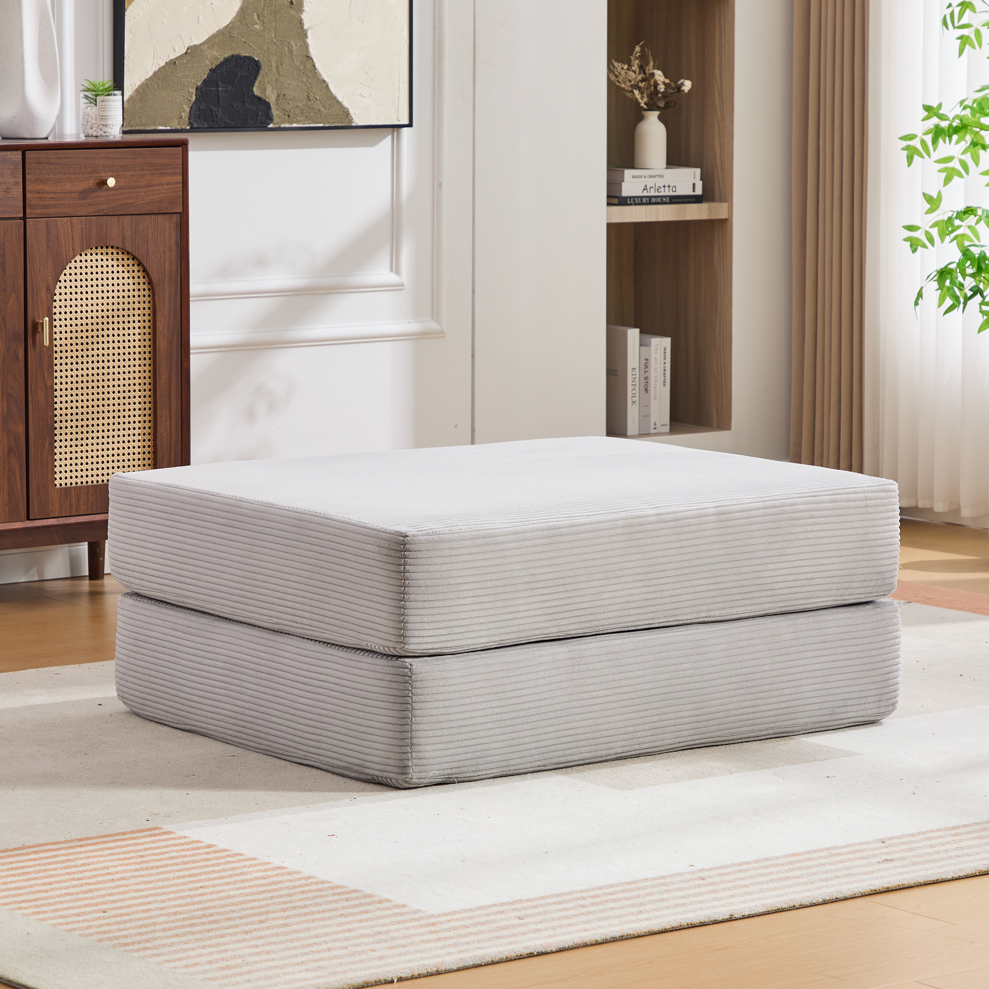 Pouf repose-pieds convertible en canapé-lit simple - image 3