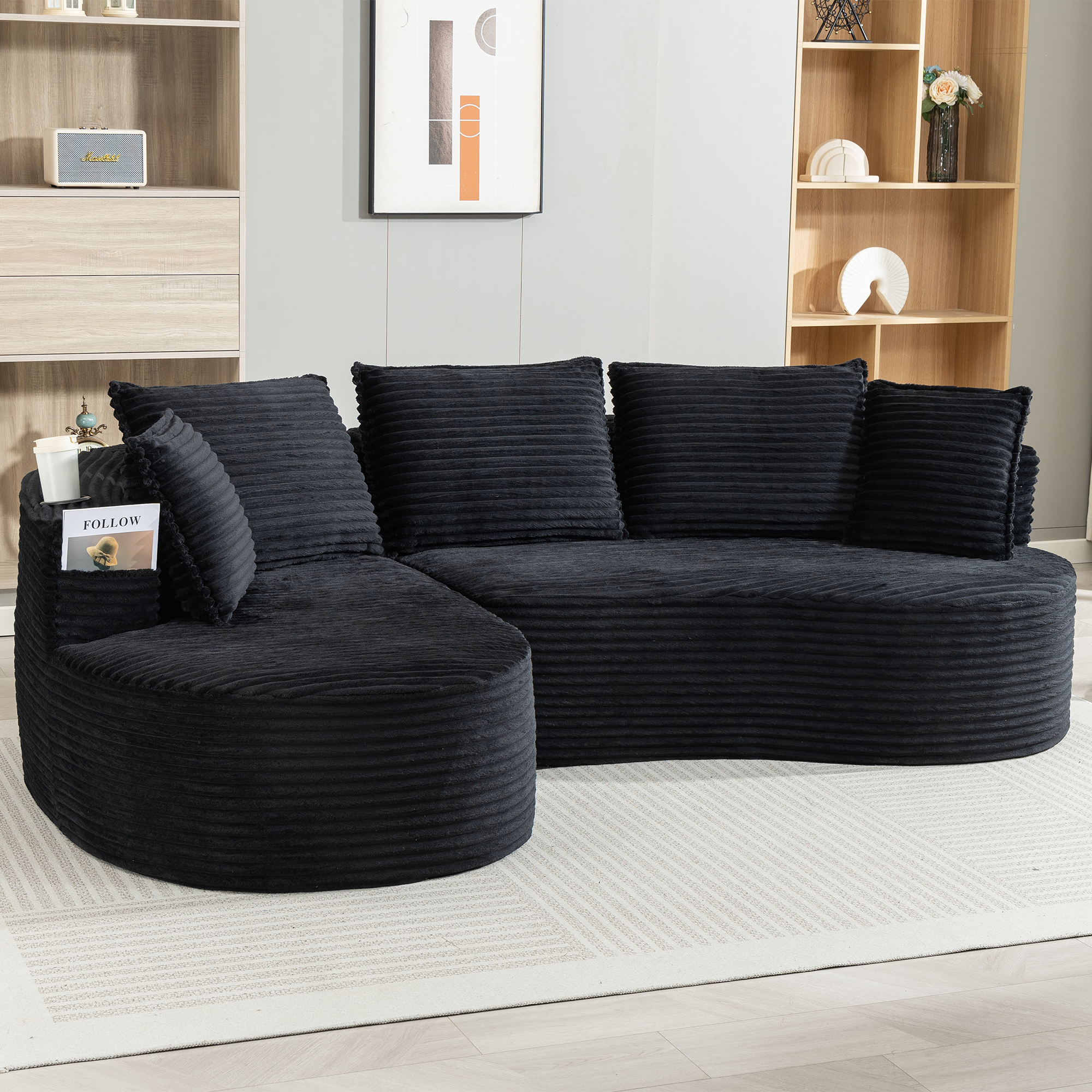 Canapé-fauteuil design arche en velours avec mouss - image 6