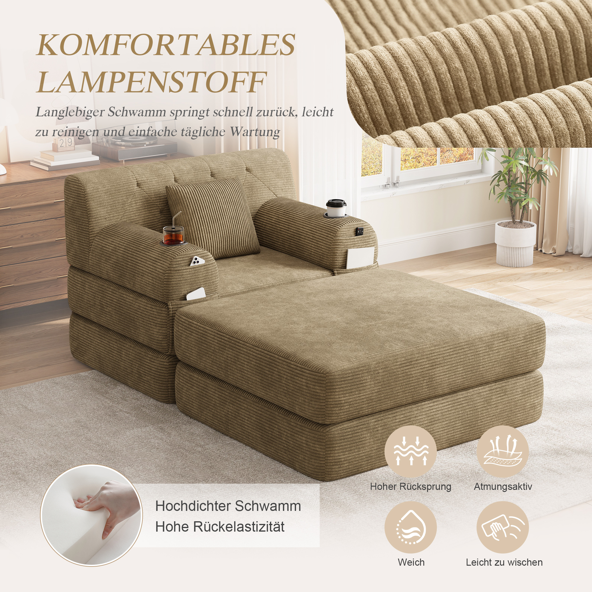 Détail du fauteuil convertible