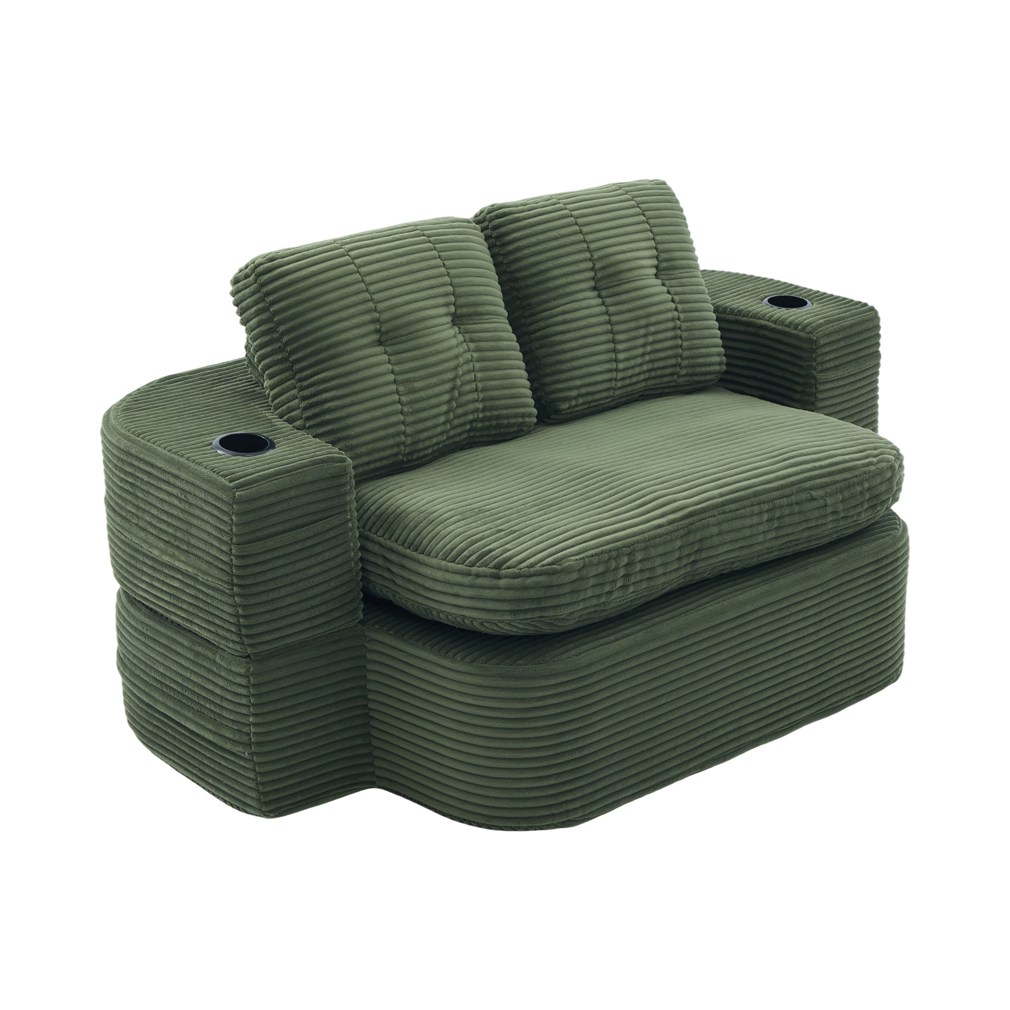 Fauteuil de relaxation 2 place en velours côtelé Émeraude 🪑 - présentation 1