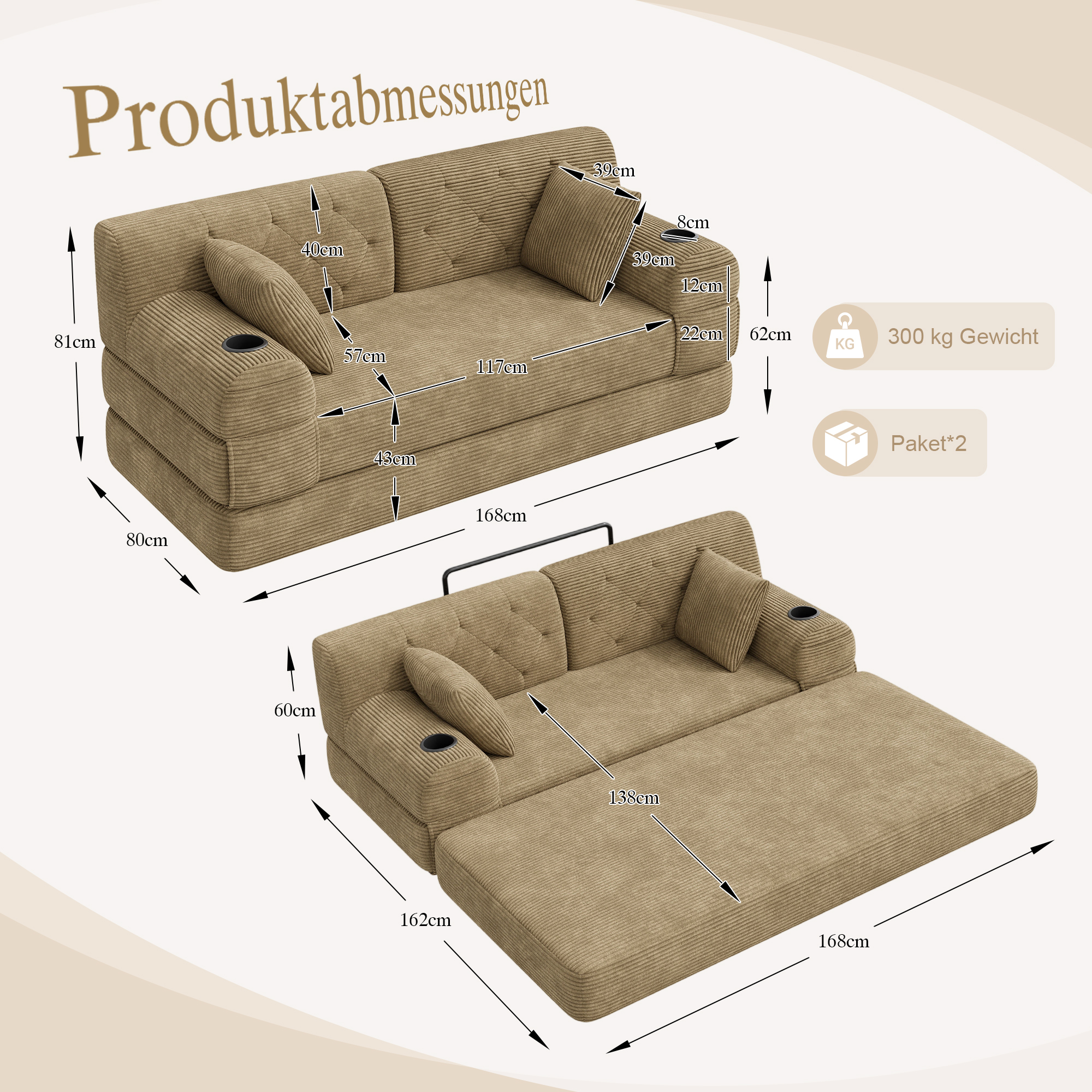 Dimensions du canapé convertible