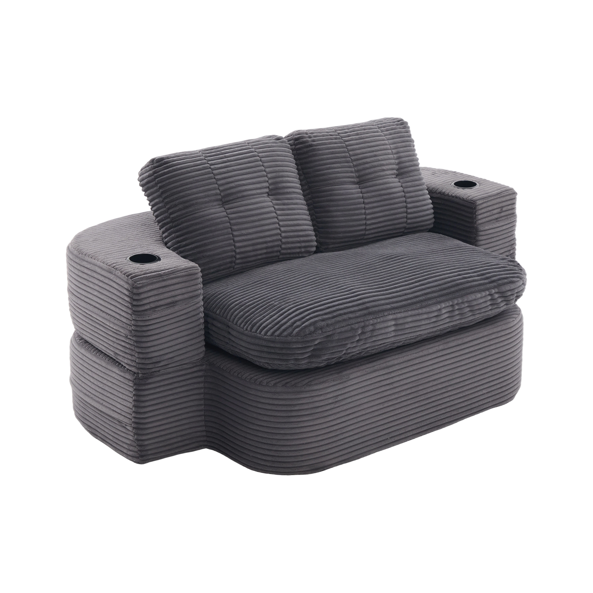 Fauteuil de relaxation 2 place en velours côtelé Gris Foncé 🪑 - présentation 1