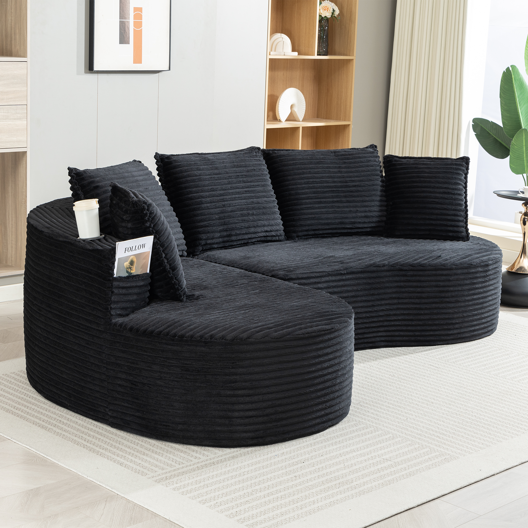 Canapé-fauteuil design arche en velours avec mouss - image 10
