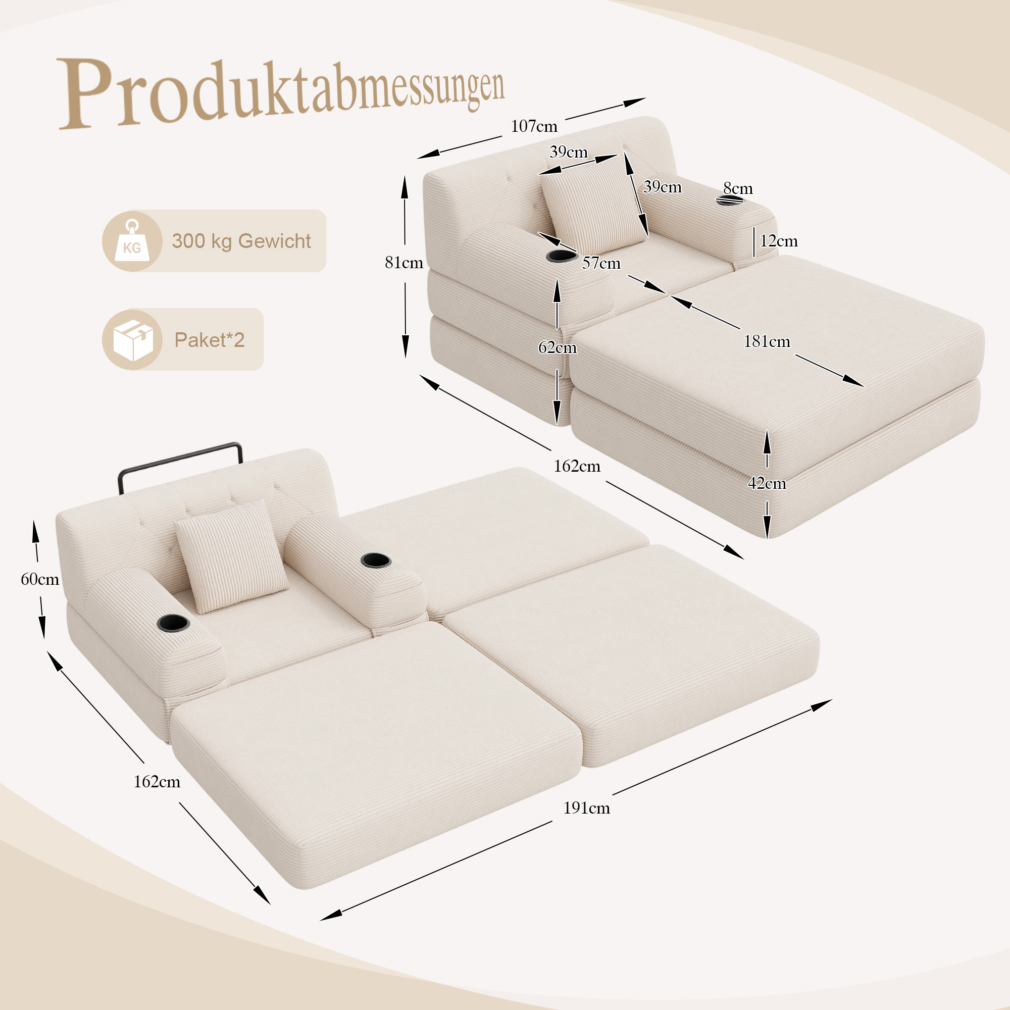 Dimensions du fauteuil convertible
