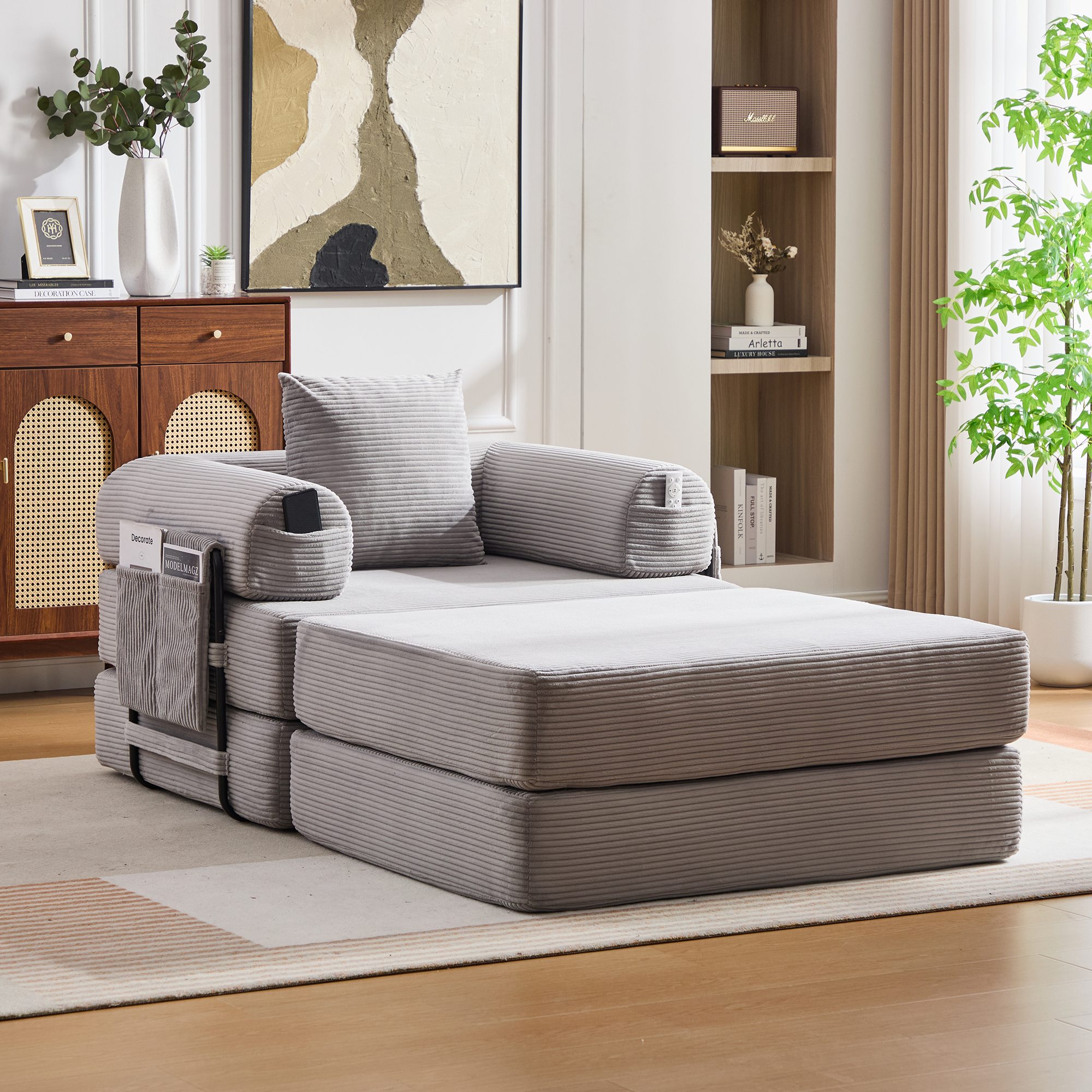 Pouf repose-pieds convertible en canapé-lit simple - image 6