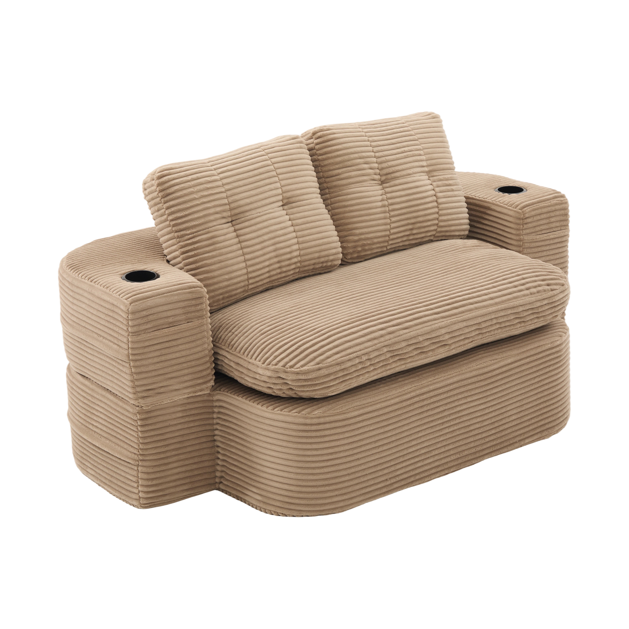 Fauteuil de relaxation 2 place en velours côtelé Khaki 🪑 - présentation 1