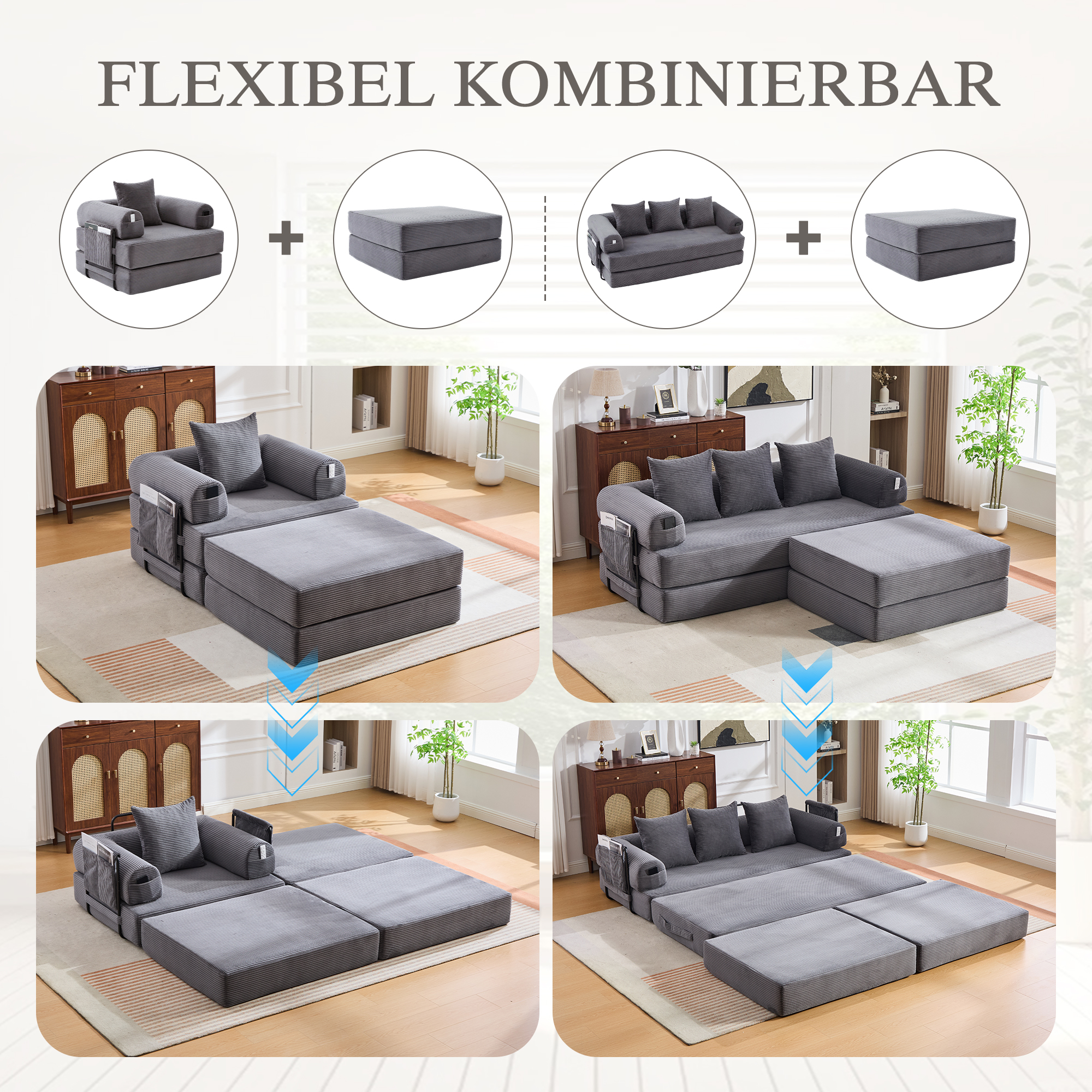 Pouf repose-pieds convertible en canapé-lit simple - image 1