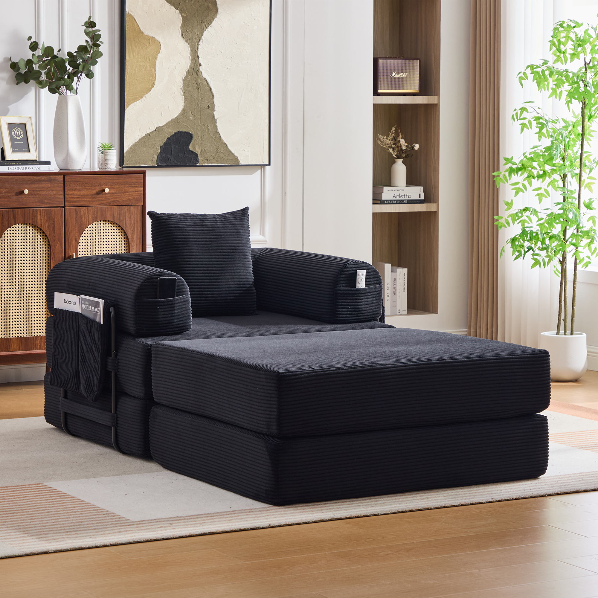 Pouf repose-pieds convertible en canapé-lit simple - image 7