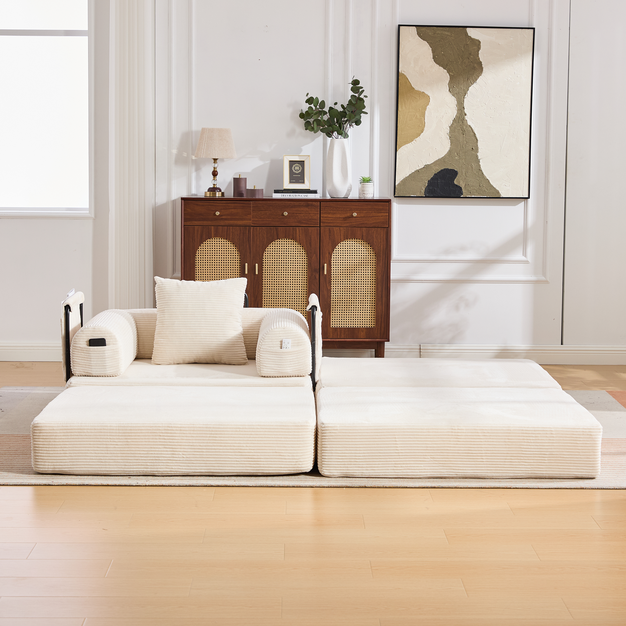 Pouf repose-pieds convertible en canapé-lit simple - image 7