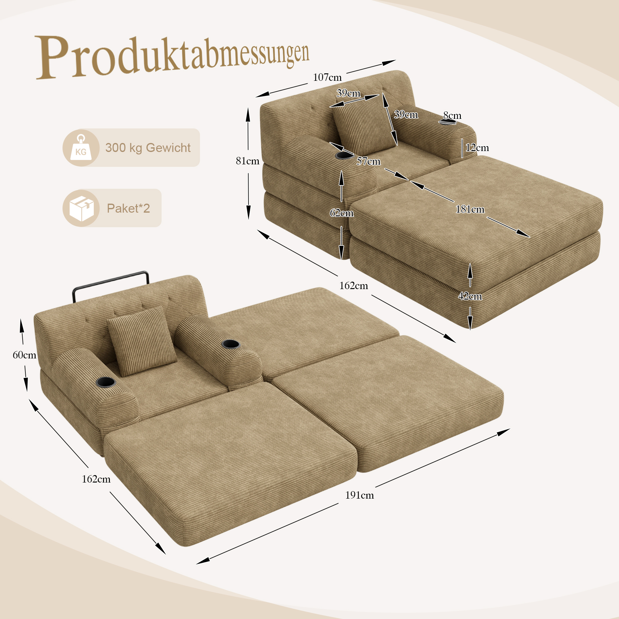 Dimensions du fauteuil convertible