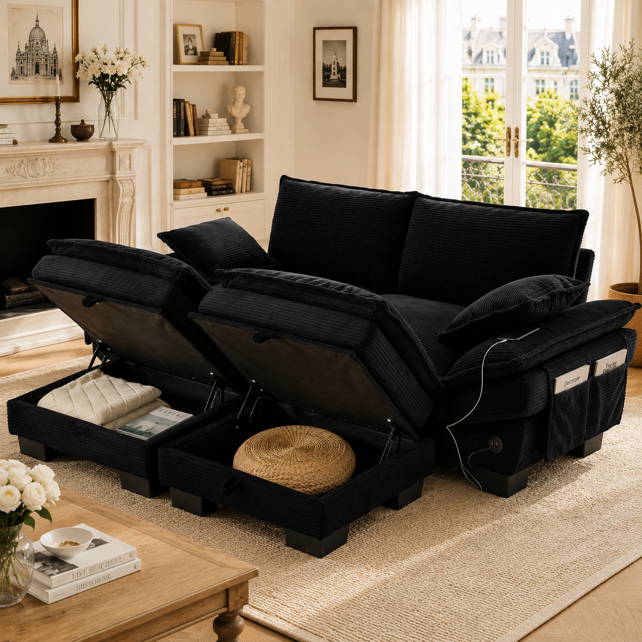 Design avec poufs intégrés