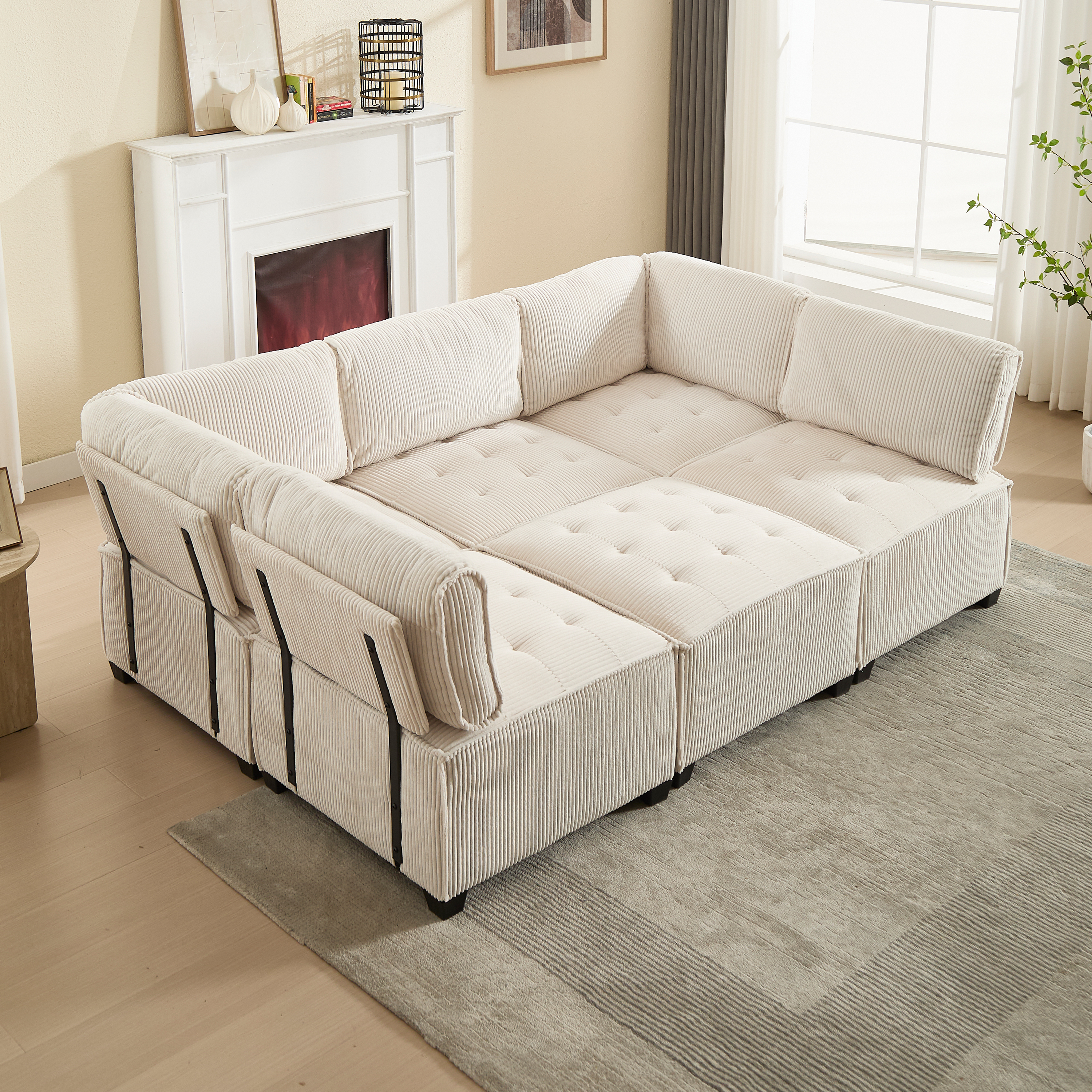 Canapé modulaire 6 places en velours avec configur - image 16