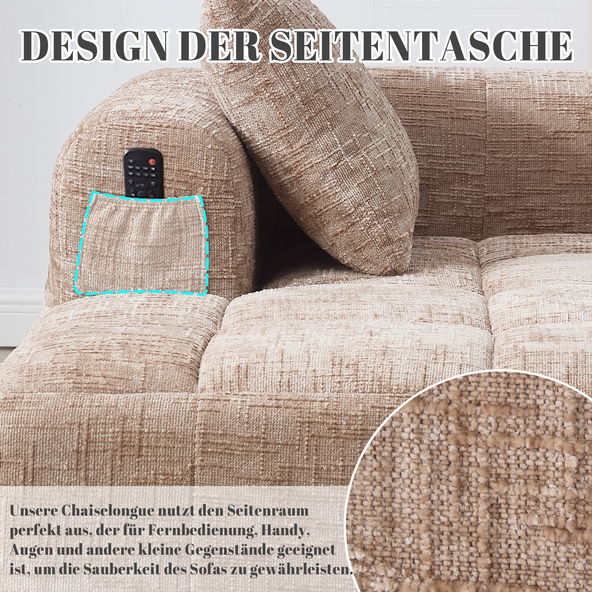 Bequemes Chaiselongue-Sofa, kein Zusammenbau erfor