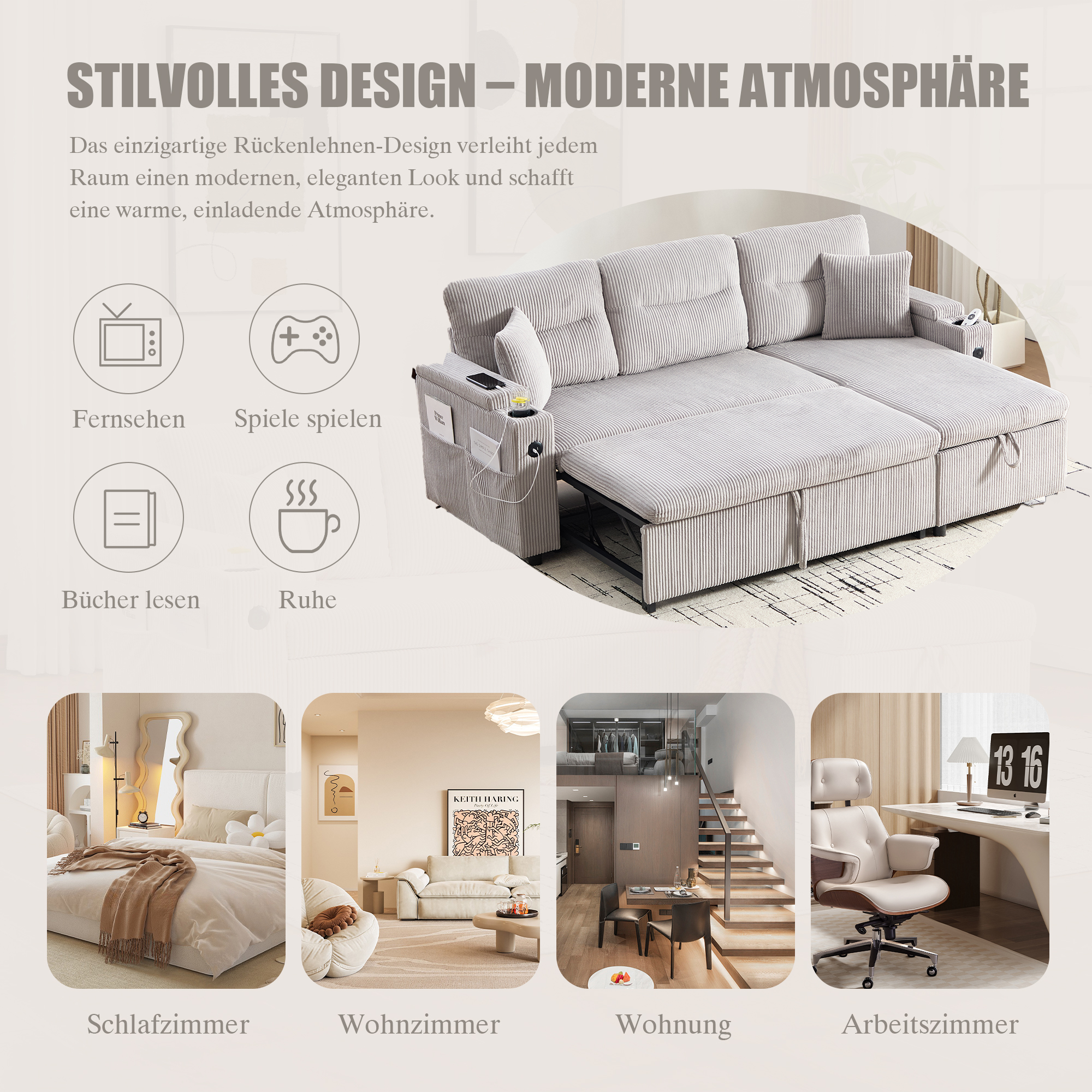 Spécifications canapé velours côtelé 212.5*136*86cm 300KG