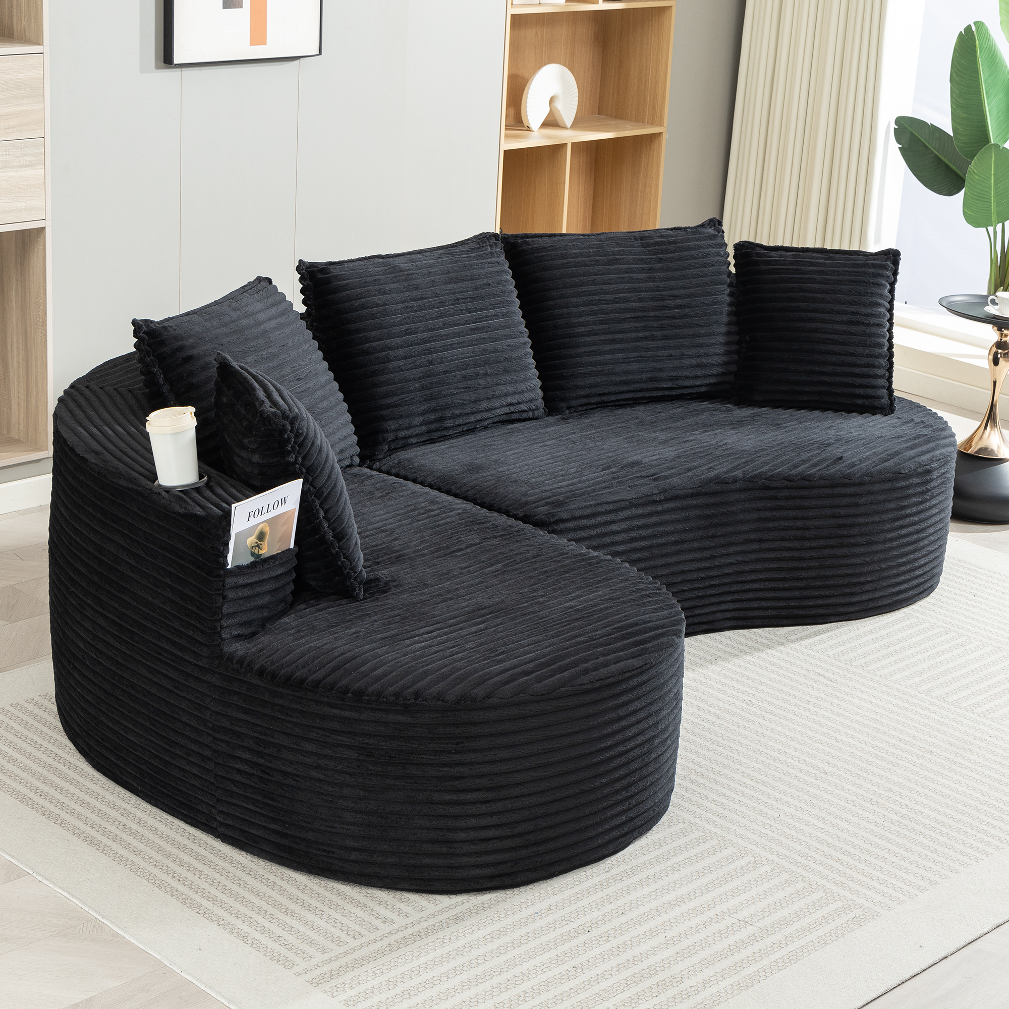Canapé-fauteuil design arche en velours avec mouss - image 9