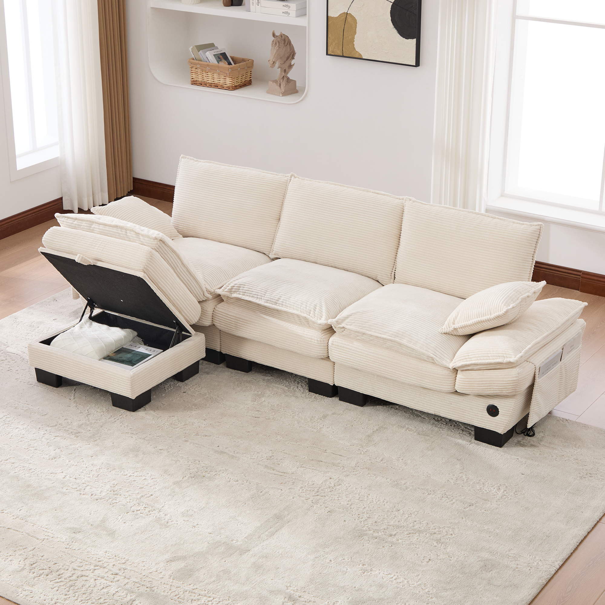 Design avec pouf intégré