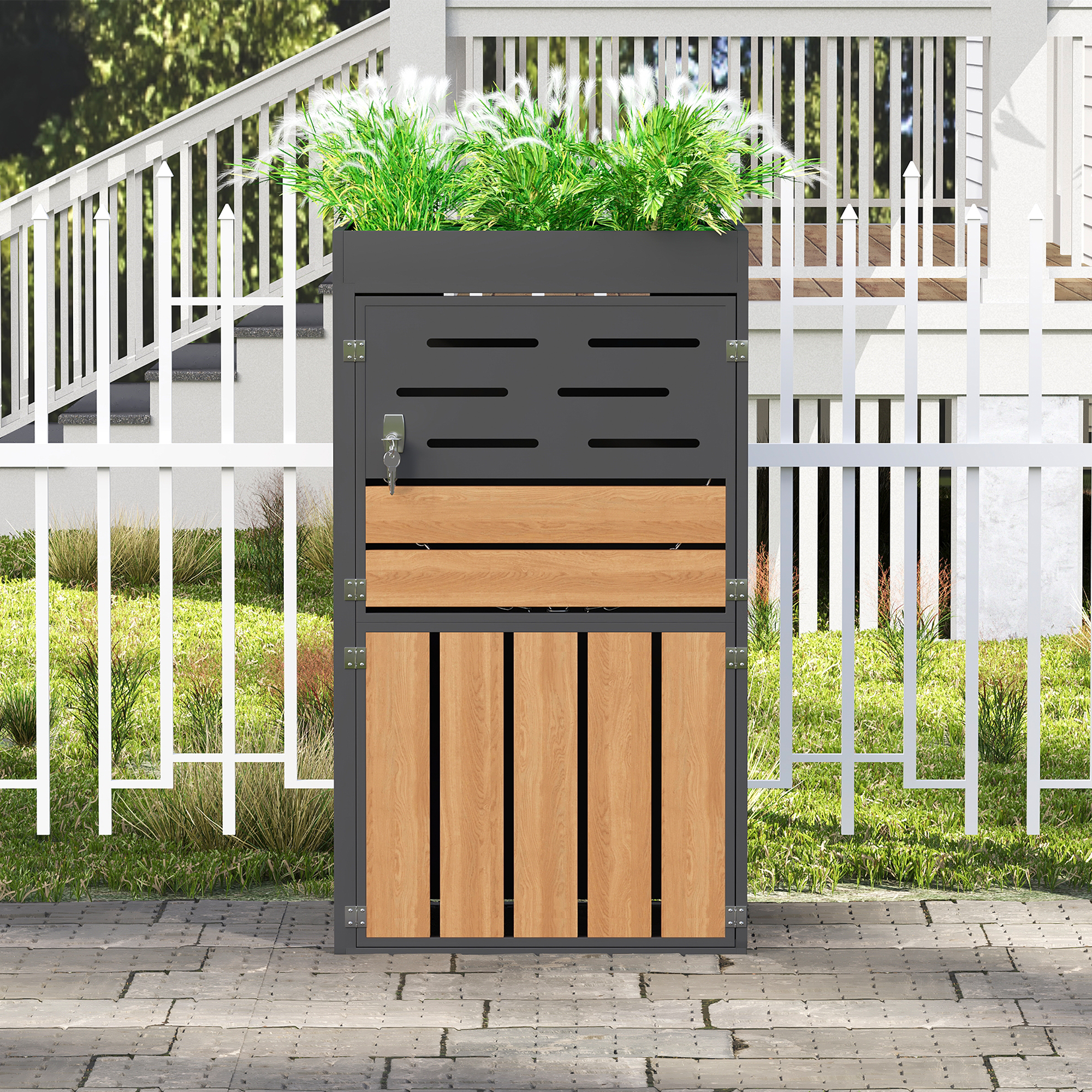 Détail du coffre de jardin