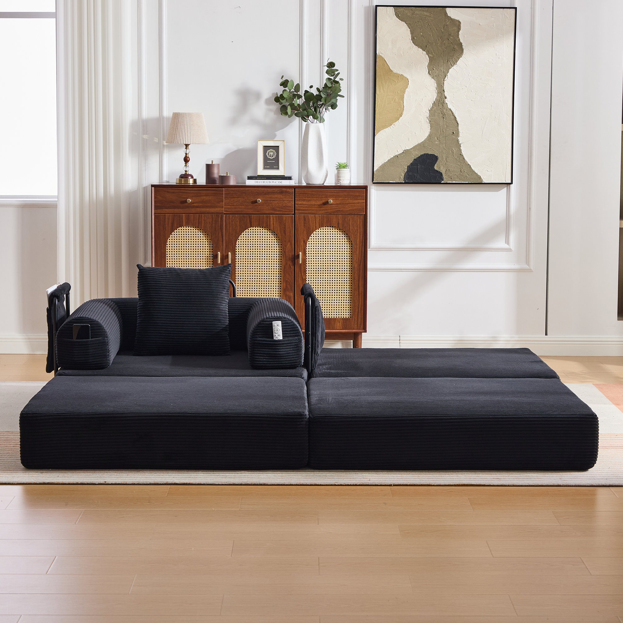 Pouf repose-pieds convertible en canapé-lit simple - image 9