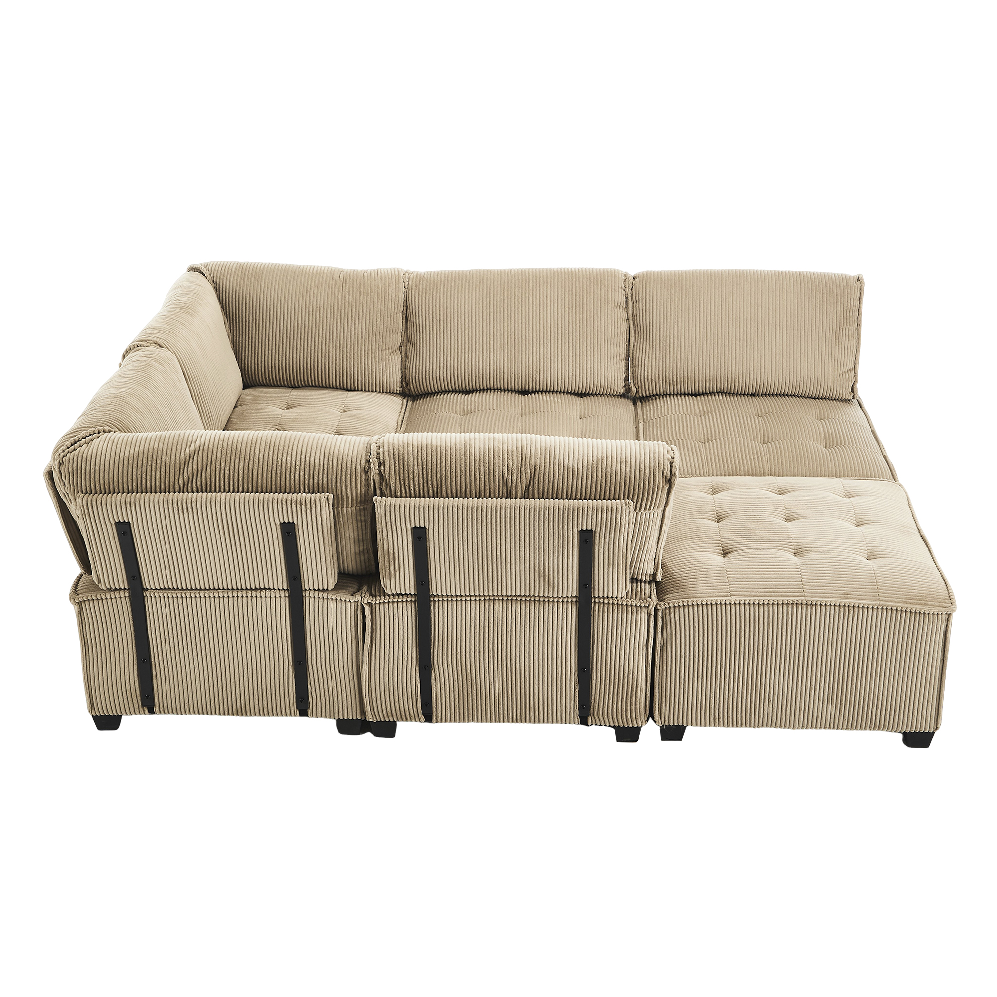 Modulares 6-Sitzer-Sofa, Cordstoff, ergonomisch, S