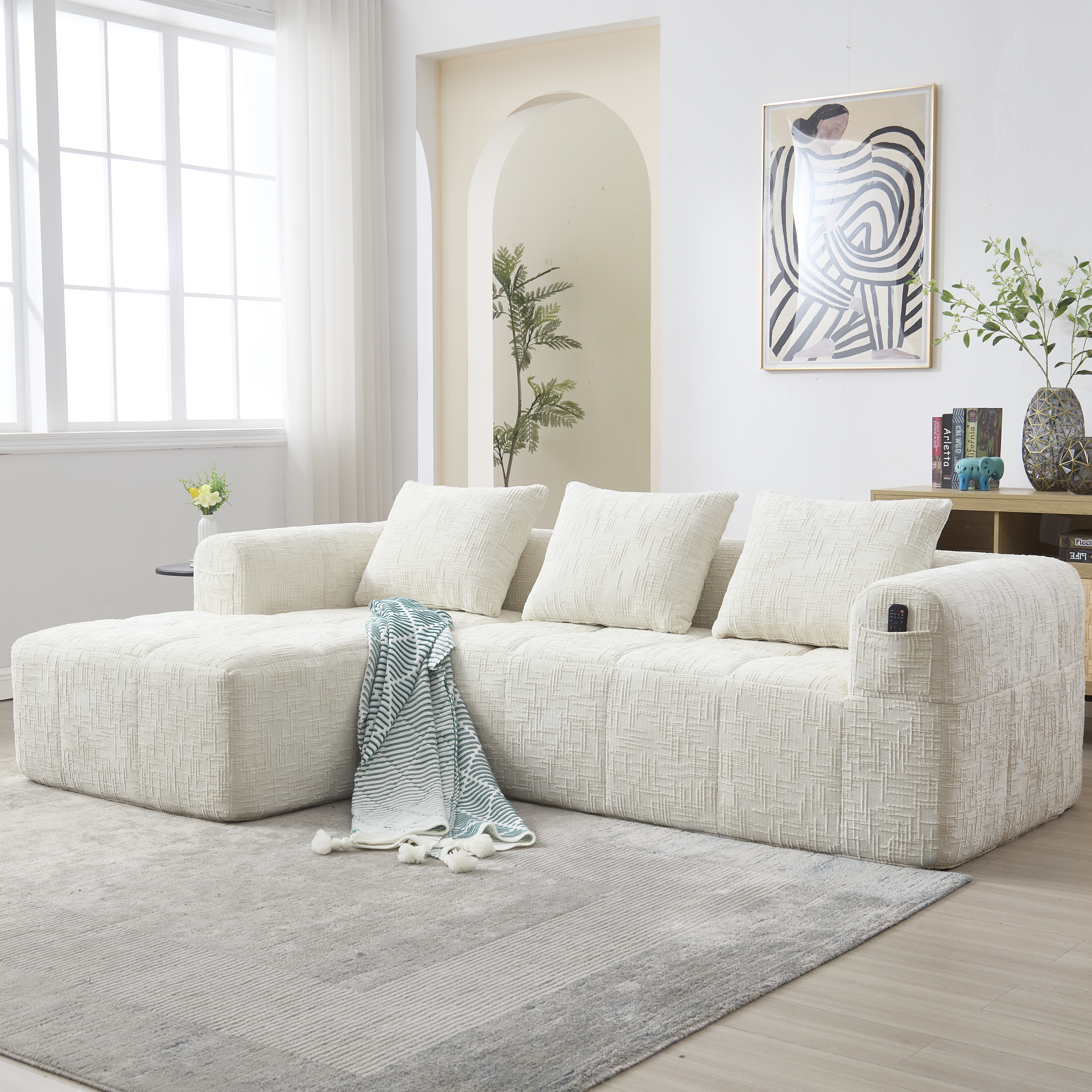 Modernes Sektionssofa, L-Sofa, 3-Sitzer-Sofa, kein