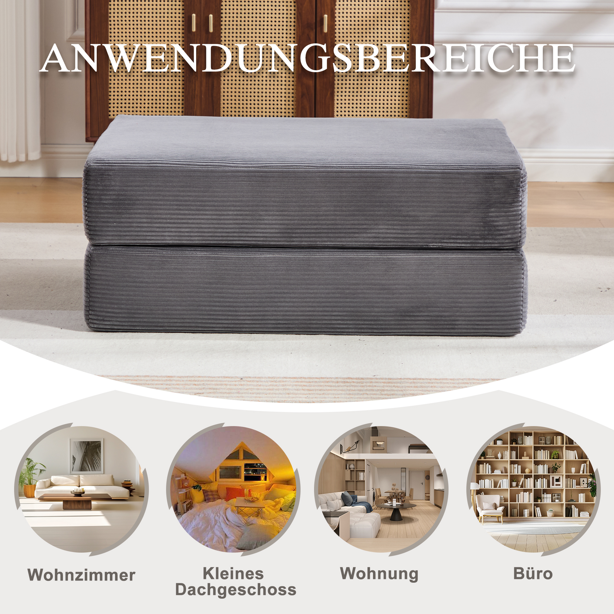 Pouf repose-pieds convertible en canapé-lit simple - image 2