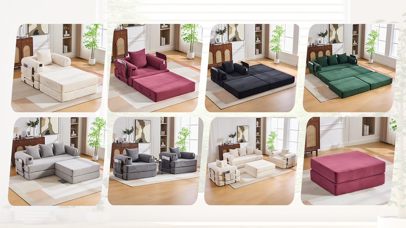 Pouf repose-pieds convertible en canapé-lit simple - image 10