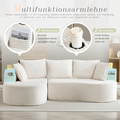 Détail du revêtement en velours côtelé beige
