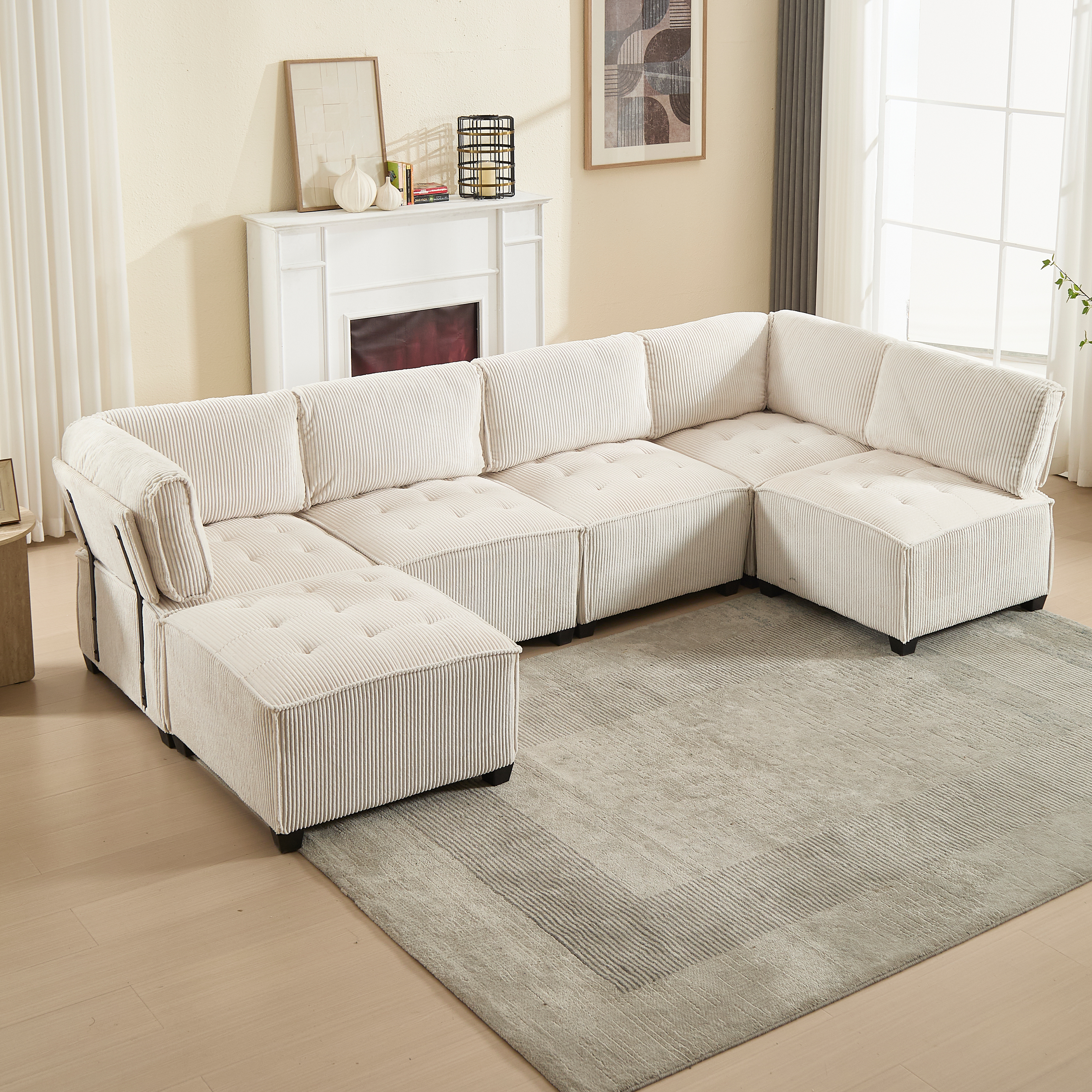 Canapé modulaire 6 places en velours avec configur - image 19