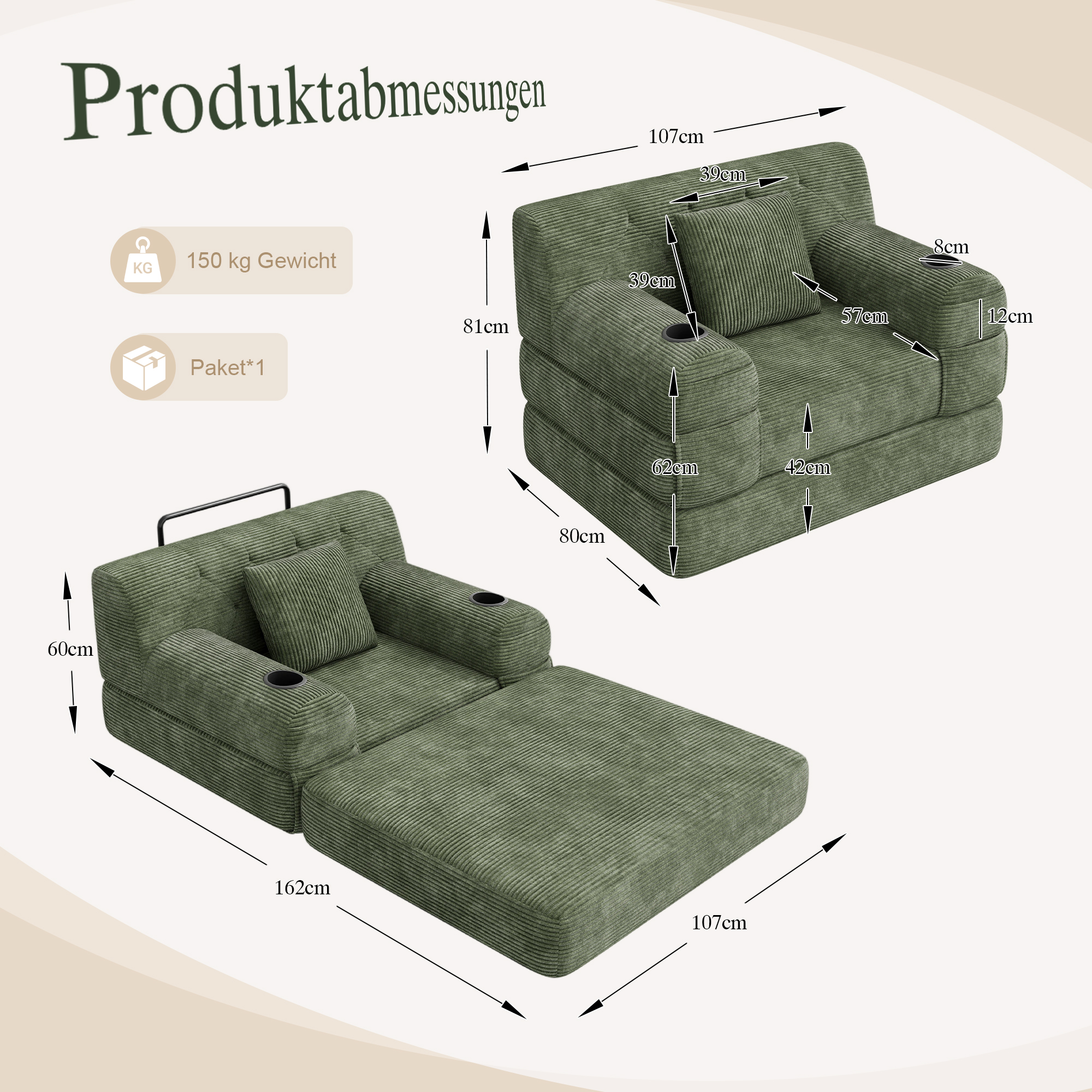 Dimensions du canapé convertible